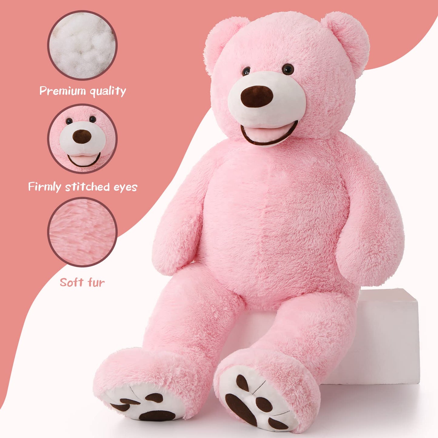 MorisMos Giant Teddy Bear Plush 5 Feet, Large Teddy Bears Stuffed Animals for Girlfriend Boyfriend, 5 Foot Life Size Bear Gifts for Valentine's Day, Baby Shower, Birthday