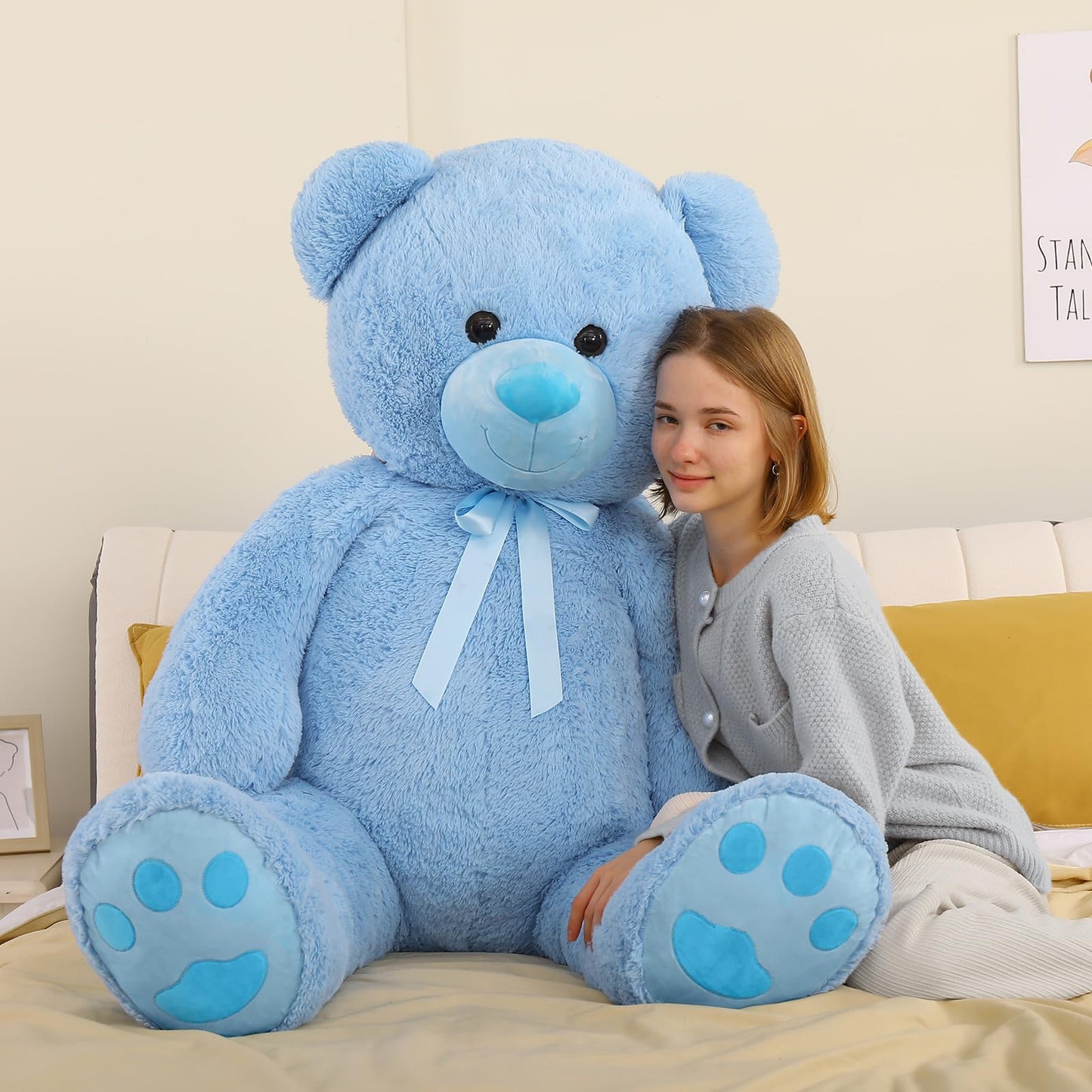 Tezituor Large Teddy Bear Stuffed Animal 5Ft, Big Teddy Bear with Heart, Giant Brown Stuffed Bear Plush Toys for Kids, I Love You Bear Gift for Girlfriend