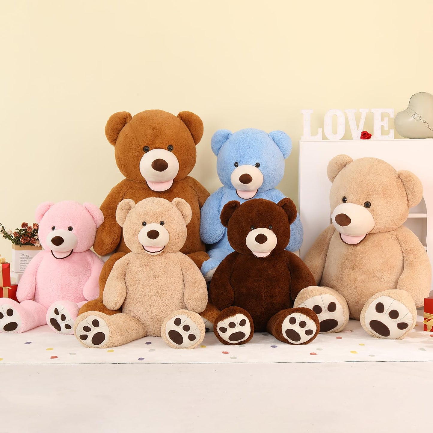 MorisMos Giant Teddy Bear Plush 5 Feet, Large Teddy Bears Stuffed Animals for Girlfriend Boyfriend, 5 Foot Life Size Bear Gifts for Valentine's Day, Baby Shower, Birthday