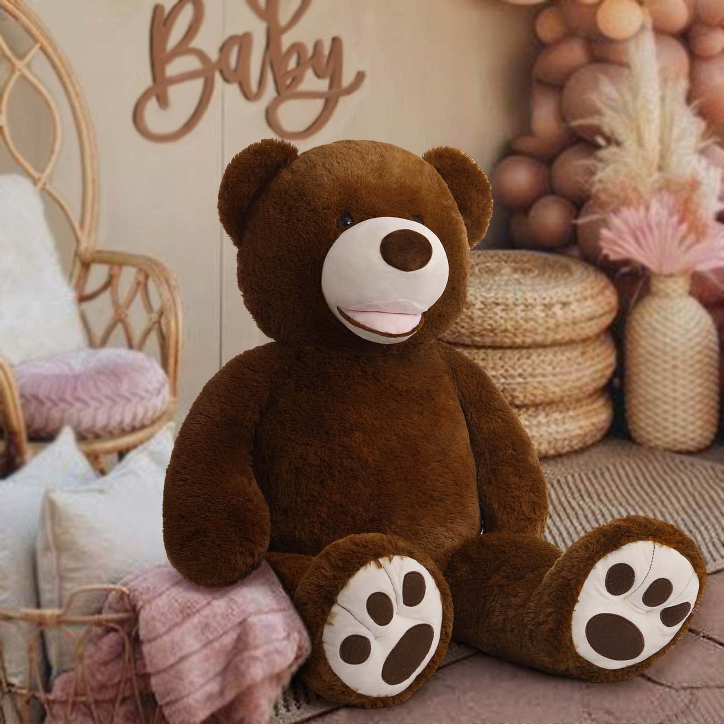 MorisMos Giant Teddy Bear Plush 5 Feet, Large Teddy Bears Stuffed Animals for Girlfriend Boyfriend, 5 Foot Life Size Bear Gifts for Valentine's Day, Baby Shower, Birthday