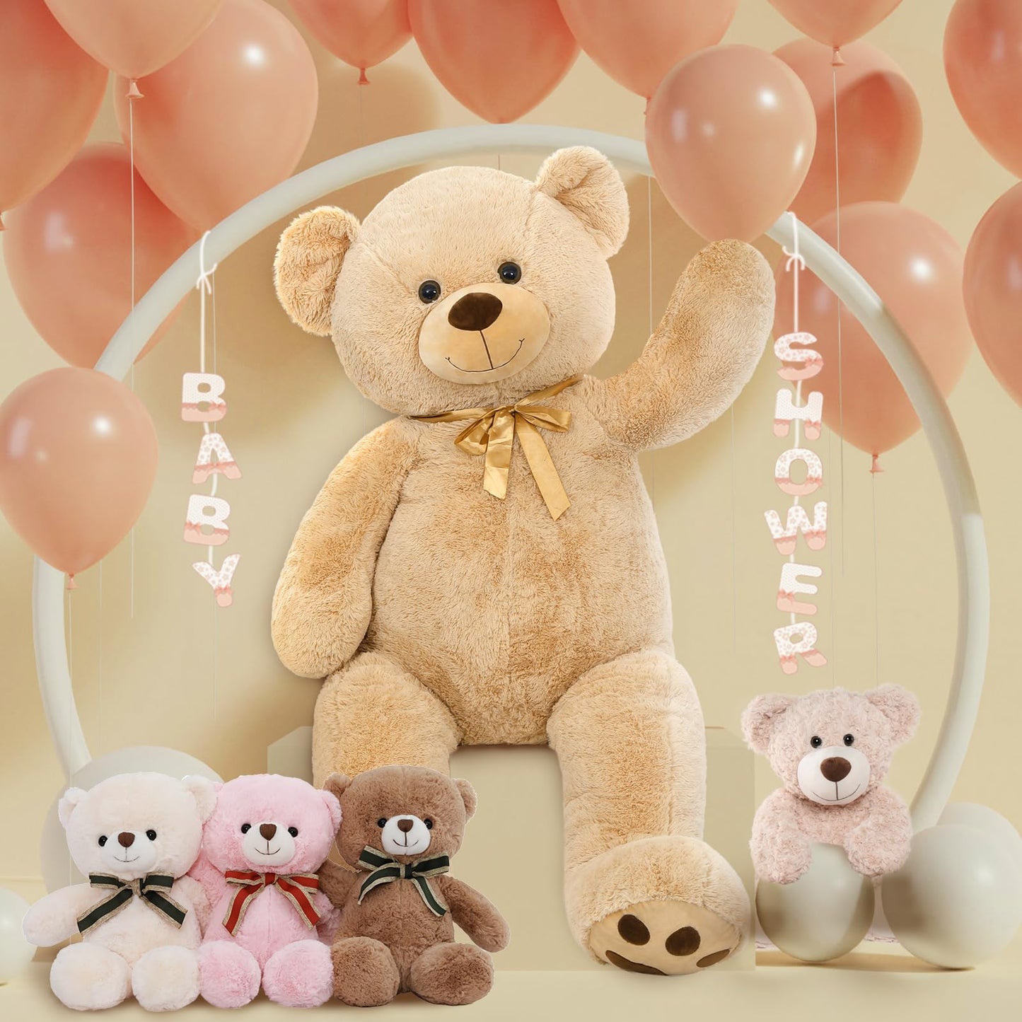 Tezituor Large Teddy Bear Stuffed Animal 5Ft, Big Teddy Bear with Heart, Giant Brown Stuffed Bear Plush Toys for Kids, I Love You Bear Gift for Girlfriend