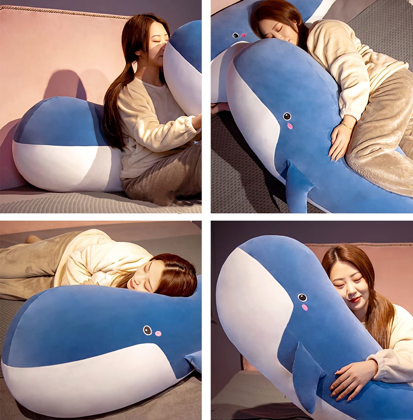 Whale Stuffed Animal - Large Stuffed Whale,Soft Whale Plush Body Pillow,Cute Plushies Whale Throw Pillows Birthday Gifts for Girls & Boys 47.2IN (Blue,X-Large)