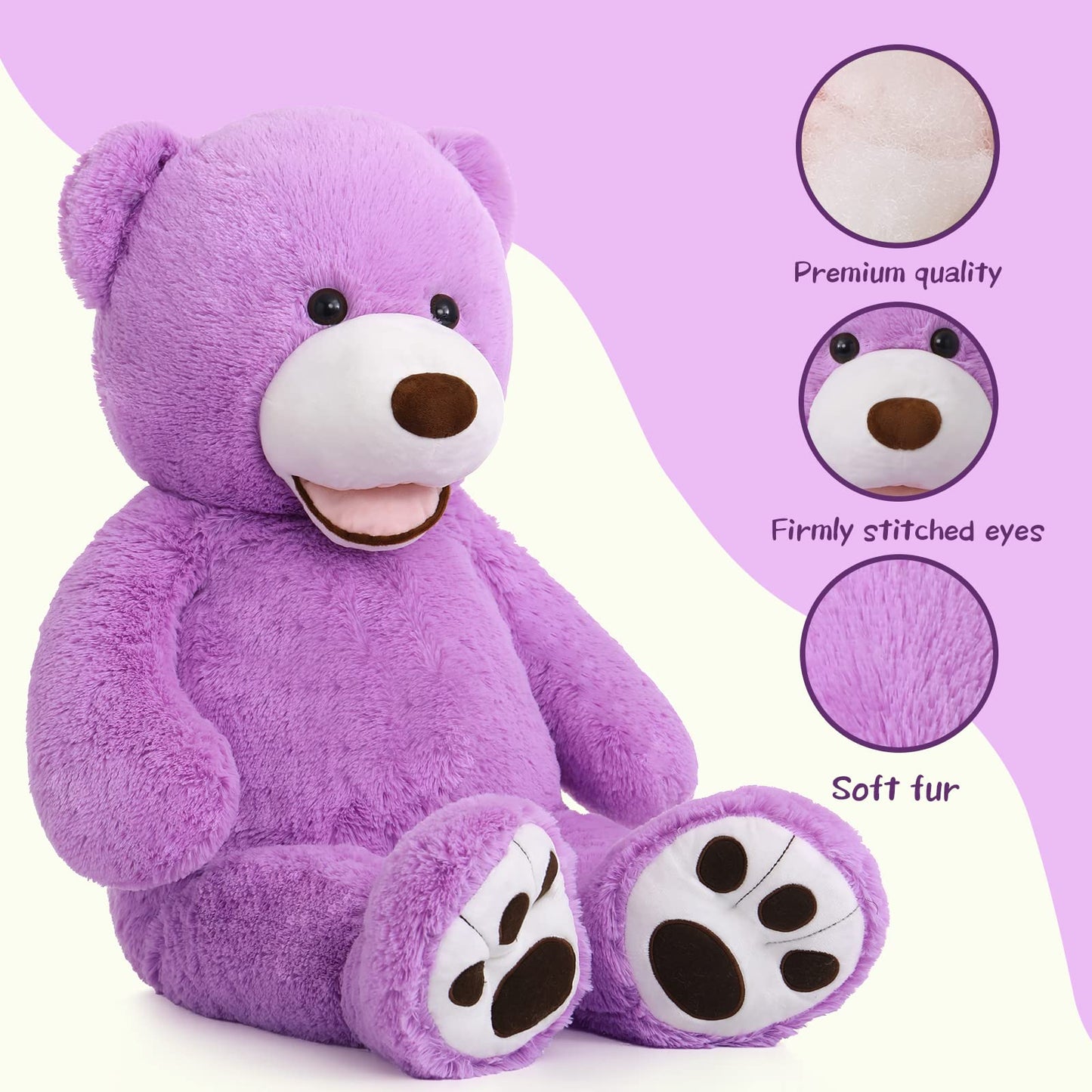 MorisMos Giant Teddy Bear Plush 5 Feet, Large Teddy Bears Stuffed Animals for Girlfriend Boyfriend, 5 Foot Life Size Bear Gifts for Valentine's Day, Baby Shower, Birthday