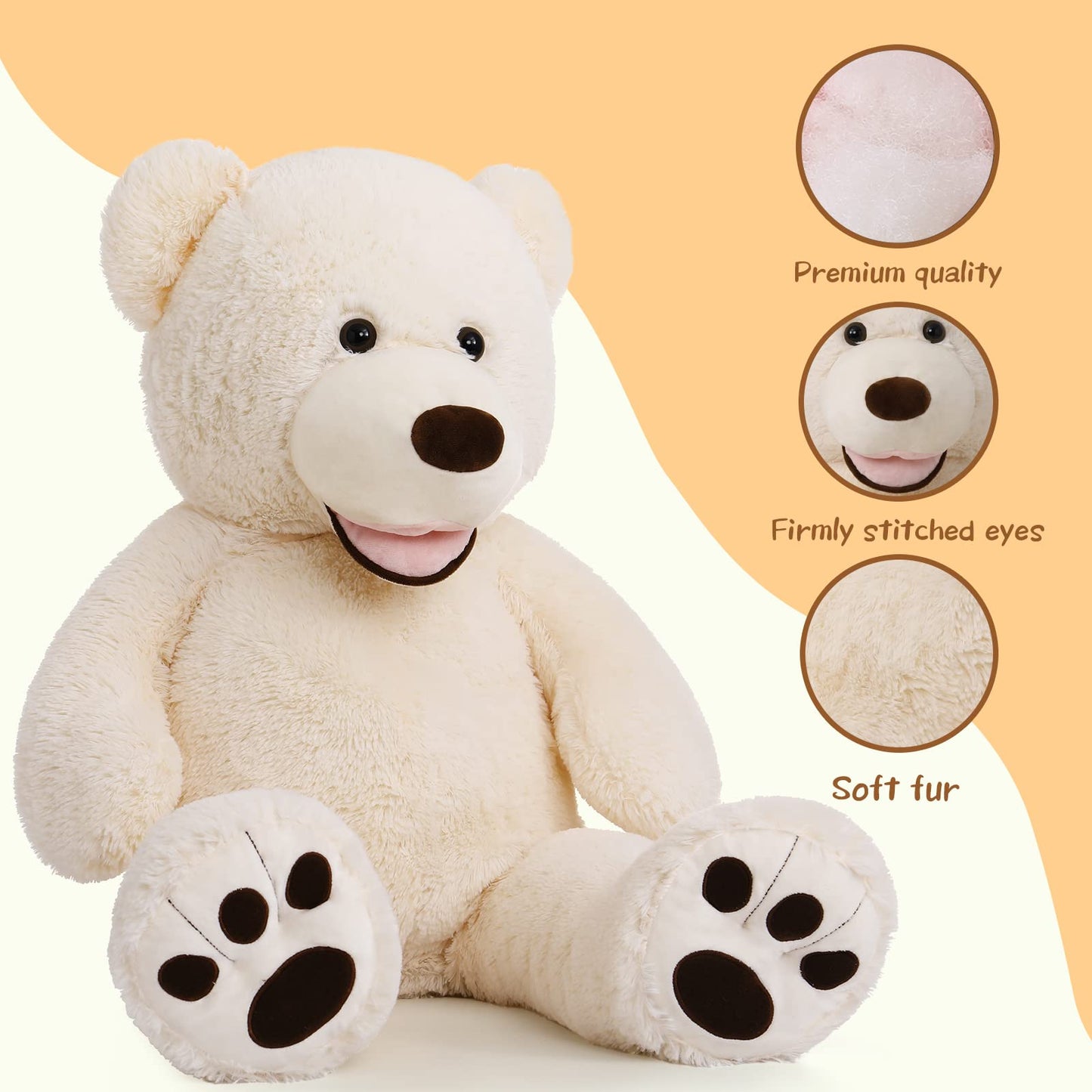 MorisMos Giant Teddy Bear Plush 5 Feet, Large Teddy Bears Stuffed Animals for Girlfriend Boyfriend, 5 Foot Life Size Bear Gifts for Valentine's Day, Baby Shower, Birthday