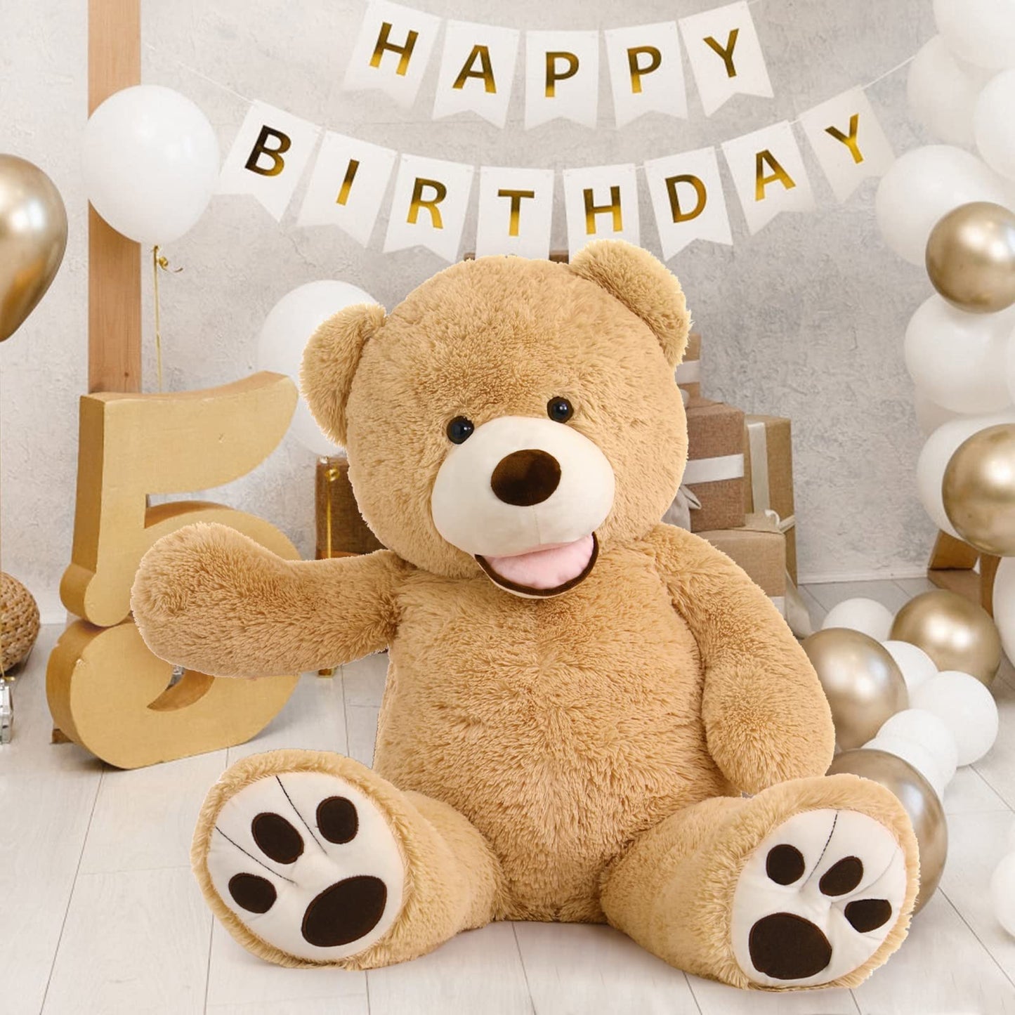MorisMos Giant Teddy Bear Plush 5 Feet, Large Teddy Bears Stuffed Animals for Girlfriend Boyfriend, 5 Foot Life Size Bear Gifts for Valentine's Day, Baby Shower, Birthday