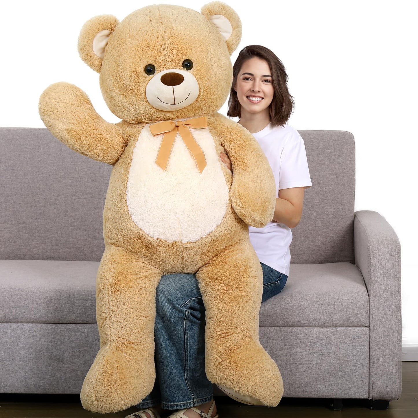 Tezituor Large Teddy Bear Stuffed Animal 5Ft, Big Teddy Bear with Heart, Giant Brown Stuffed Bear Plush Toys for Kids, I Love You Bear Gift for Girlfriend