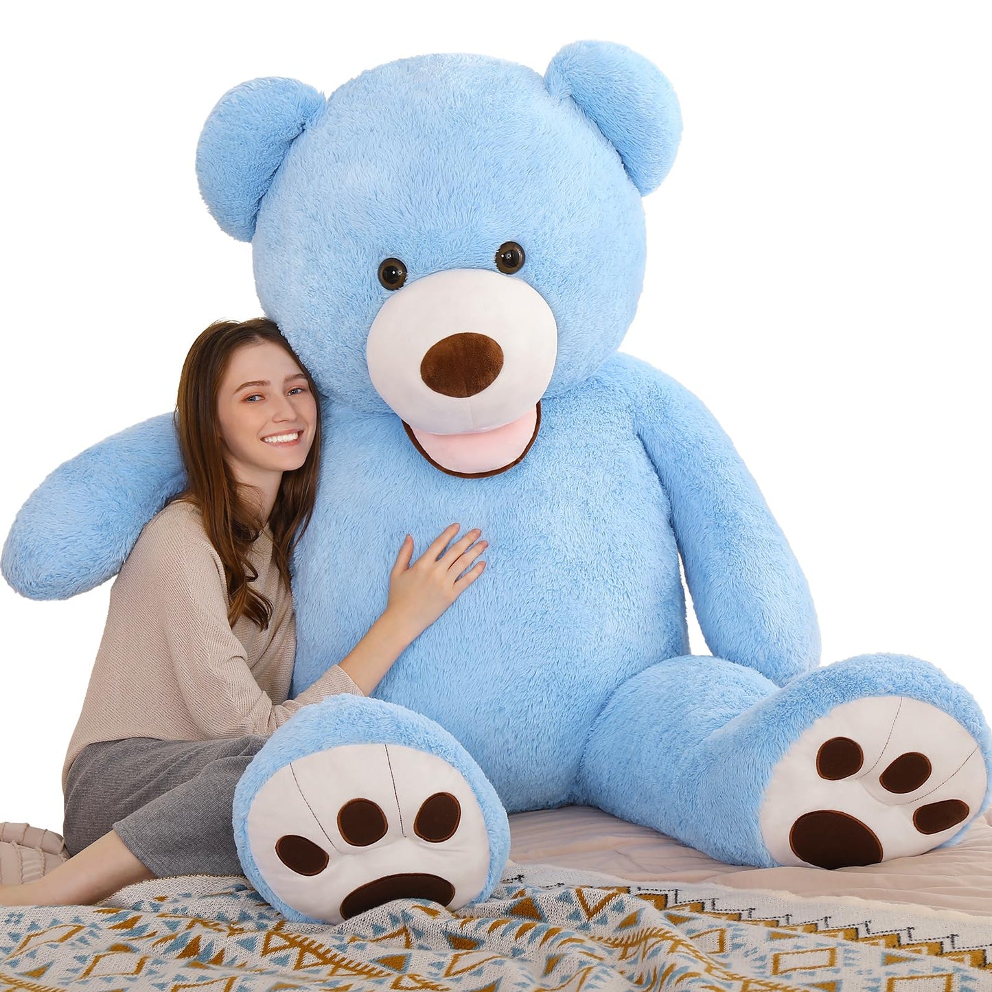 MorisMos Giant Teddy Bear Plush 5 Feet, Large Teddy Bears Stuffed Animals for Girlfriend Boyfriend, 5 Foot Life Size Bear Gifts for Valentine's Day, Baby Shower, Birthday