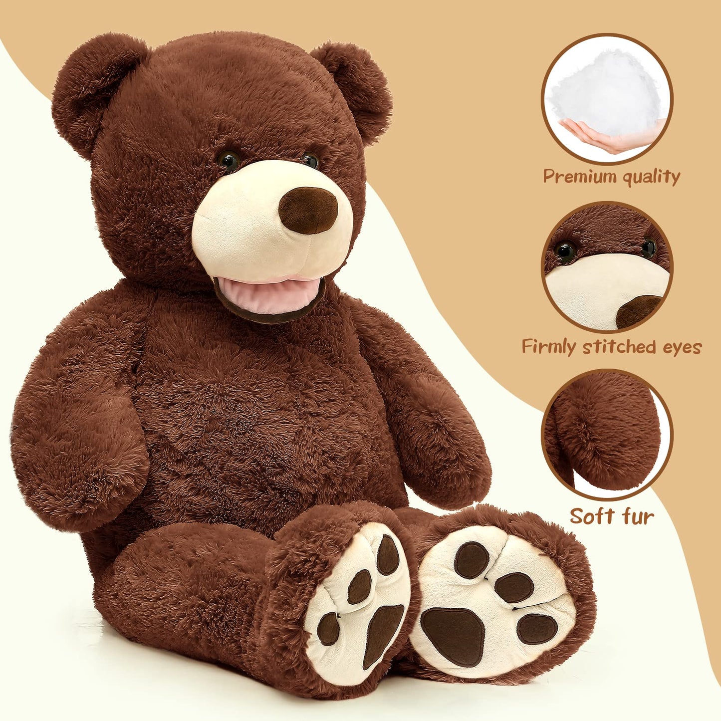 MorisMos Giant Teddy Bear Plush 5 Feet, Large Teddy Bears Stuffed Animals for Girlfriend Boyfriend, 5 Foot Life Size Bear Gifts for Valentine's Day, Baby Shower, Birthday