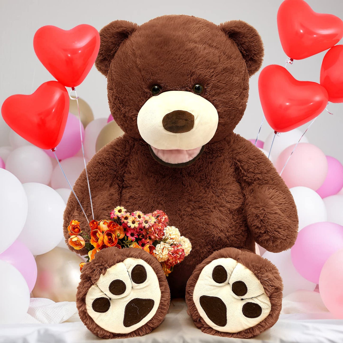MorisMos Giant Teddy Bear Plush 5 Feet, Large Teddy Bears Stuffed Animals for Girlfriend Boyfriend, 5 Foot Life Size Bear Gifts for Valentine's Day, Baby Shower, Birthday