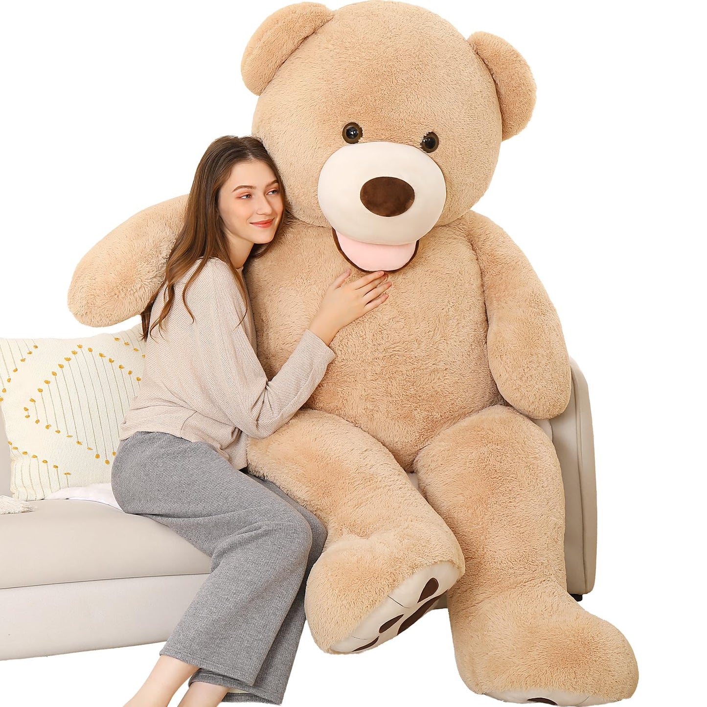 MorisMos Giant Teddy Bear Plush 5 Feet, Large Teddy Bears Stuffed Animals for Girlfriend Boyfriend, 5 Foot Life Size Bear Gifts for Valentine's Day, Baby Shower, Birthday