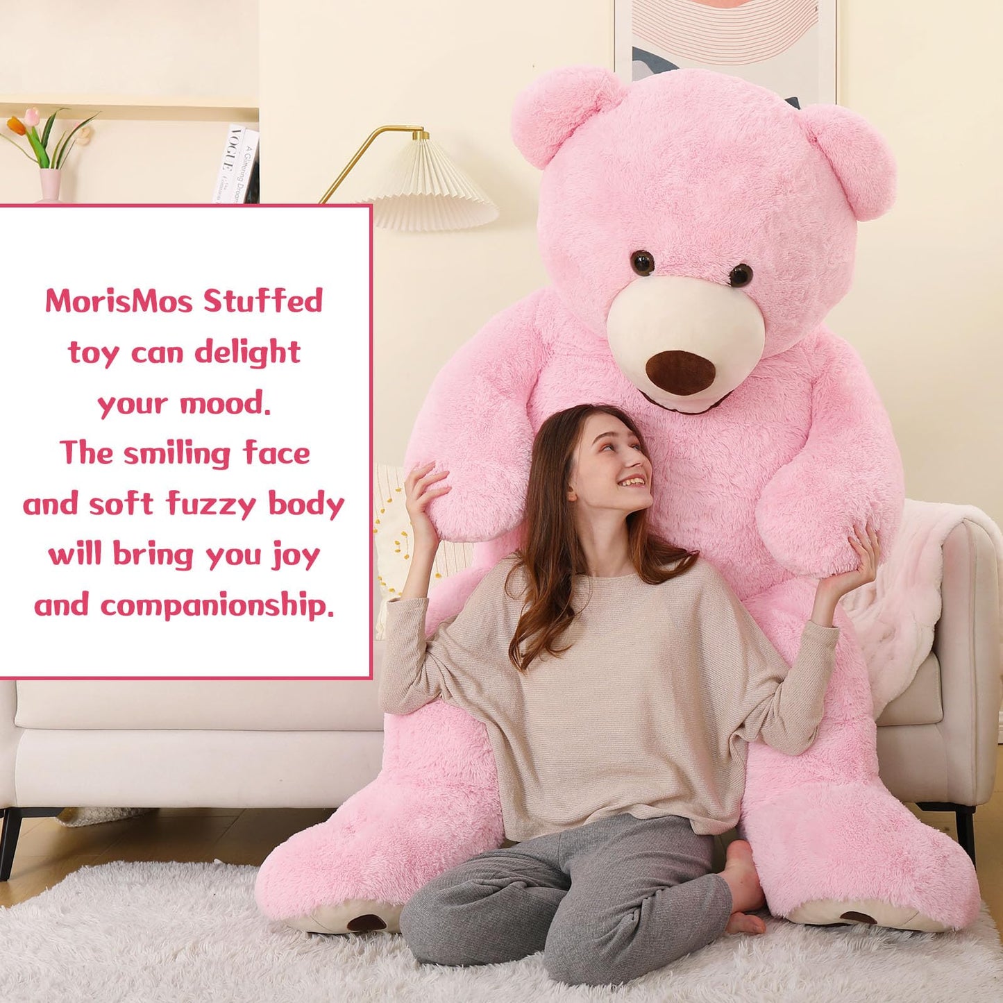 MorisMos Giant Teddy Bear Plush 5 Feet, Large Teddy Bears Stuffed Animals for Girlfriend Boyfriend, 5 Foot Life Size Bear Gifts for Valentine's Day, Baby Shower, Birthday