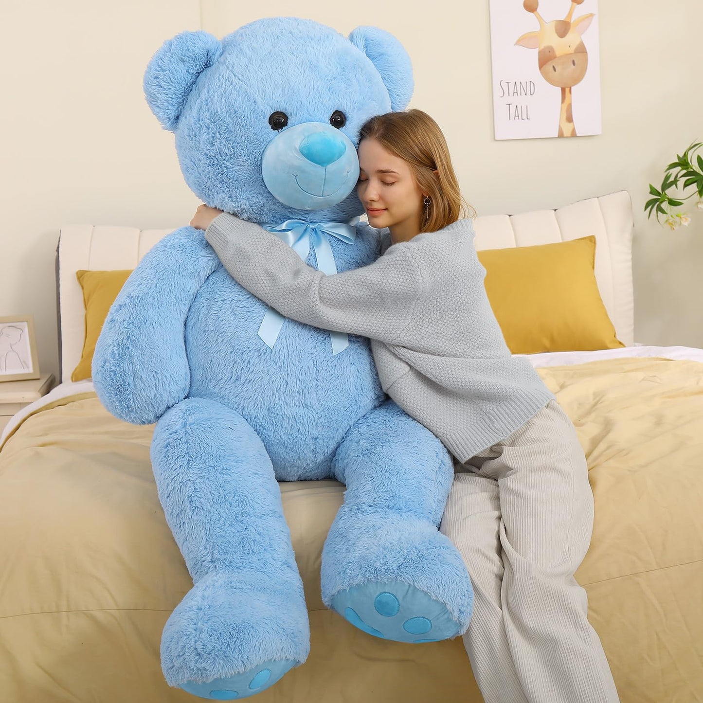 Tezituor Large Teddy Bear Stuffed Animal 5Ft, Big Teddy Bear with Heart, Giant Brown Stuffed Bear Plush Toys for Kids, I Love You Bear Gift for Girlfriend