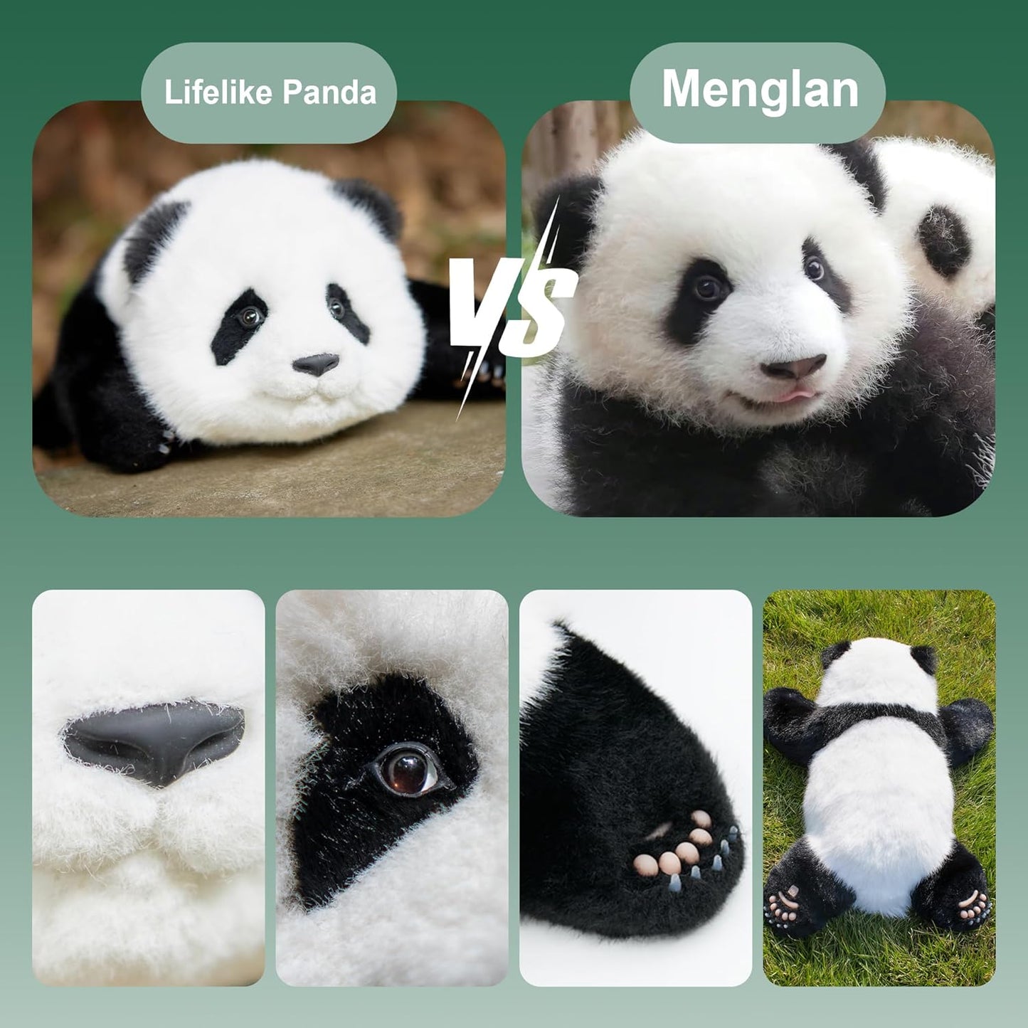 Chongker Weighted Stuffed Animals Panda Collection “MengLan” - Handmade Realistic Giant Panda Plush 4LBS, Lifelike Animals, Large
