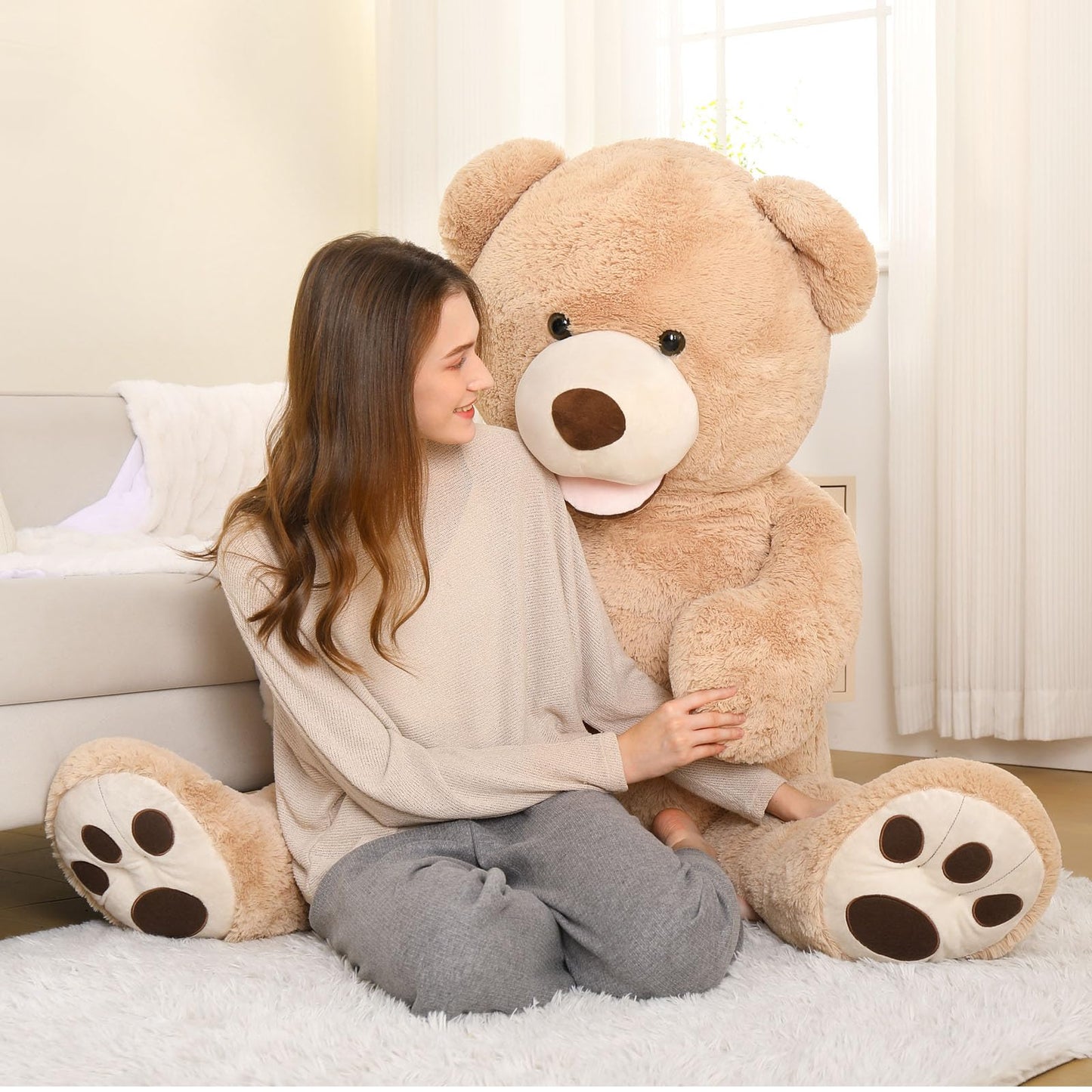 MorisMos Giant Teddy Bear Plush 5 Feet, Large Teddy Bears Stuffed Animals for Girlfriend Boyfriend, 5 Foot Life Size Bear Gifts for Valentine's Day, Baby Shower, Birthday