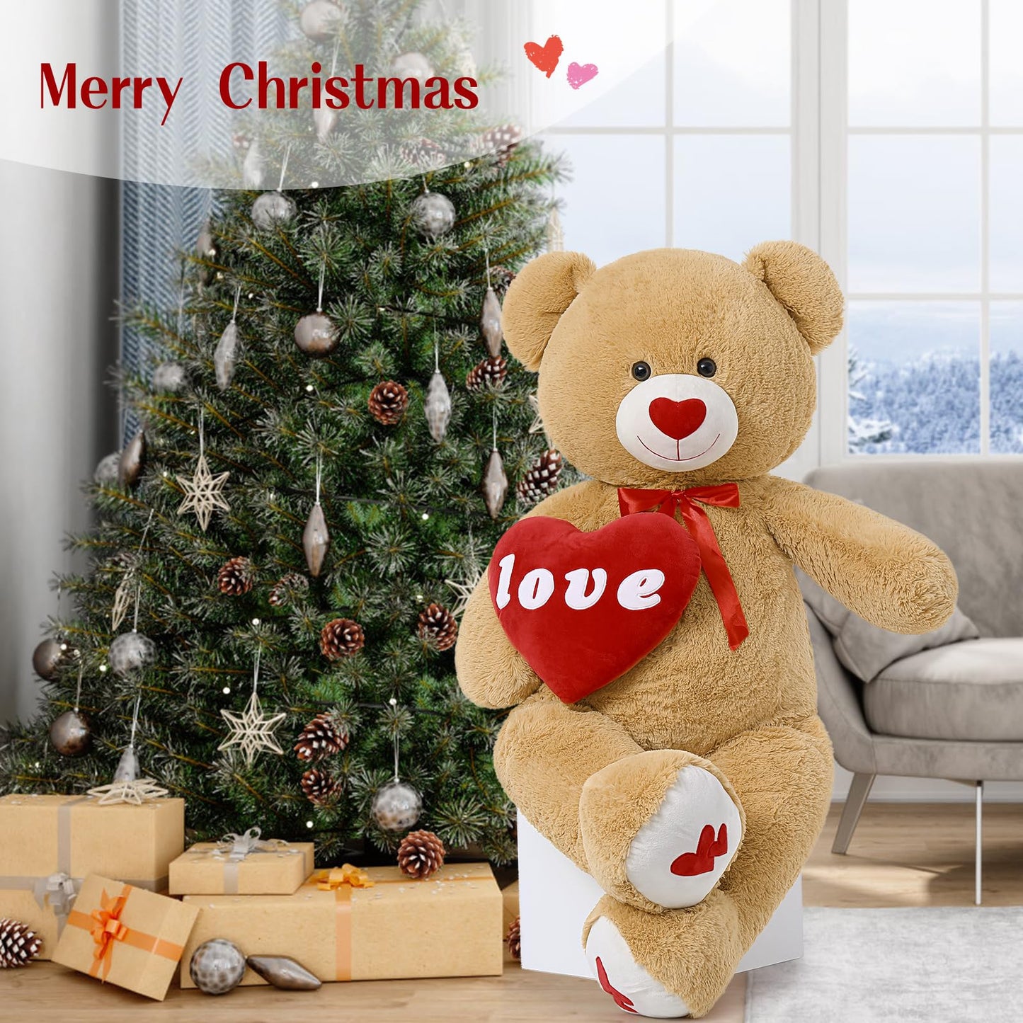 MorisMos Giant Teddy Bear Plush 5 Feet, Large Teddy Bears Stuffed Animals for Girlfriend Boyfriend, 5 Foot Life Size Bear Gifts for Valentine's Day, Baby Shower, Birthday