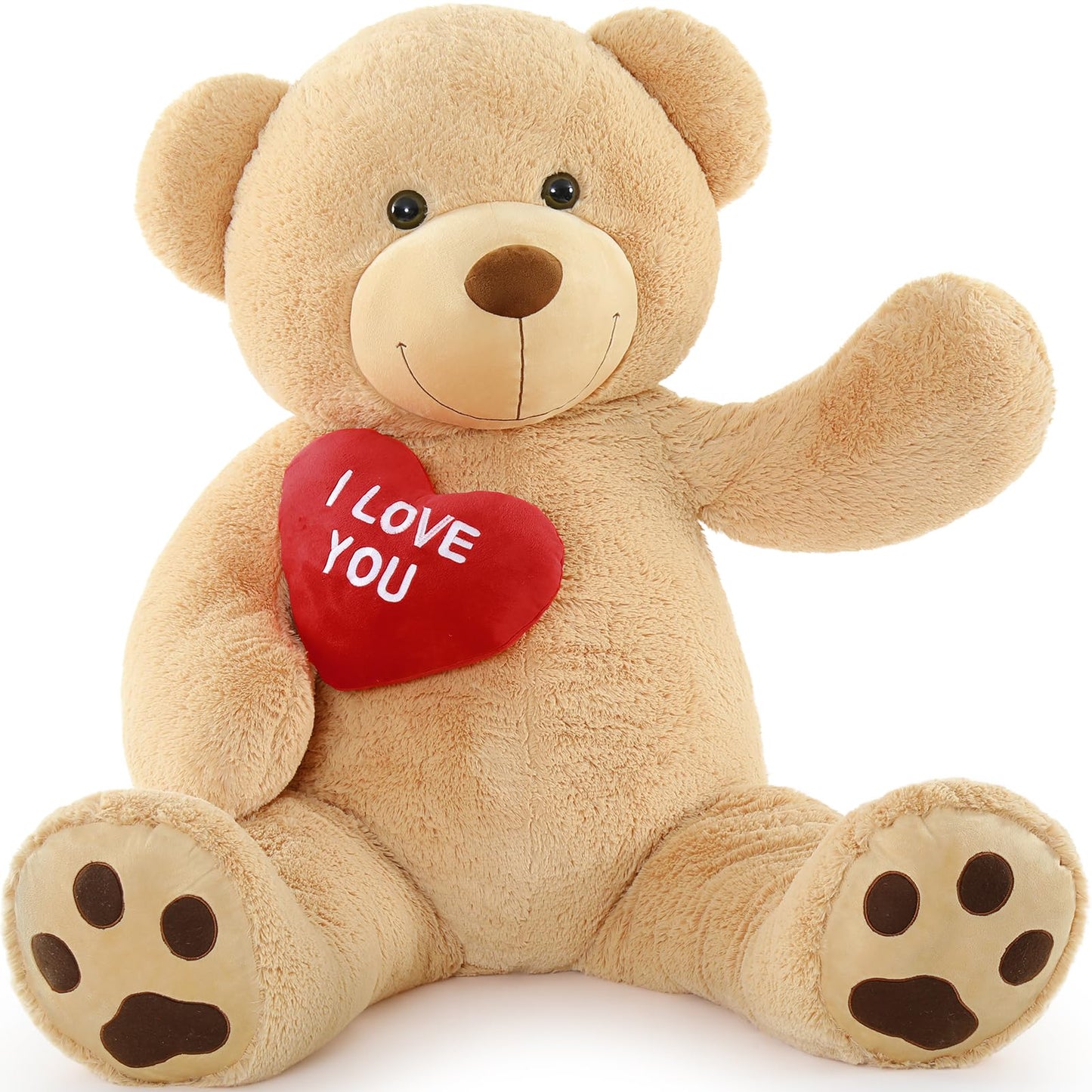 Tezituor Large Teddy Bear Stuffed Animal 5Ft, Big Teddy Bear with Heart, Giant Brown Stuffed Bear Plush Toys for Kids, I Love You Bear Gift for Girlfriend