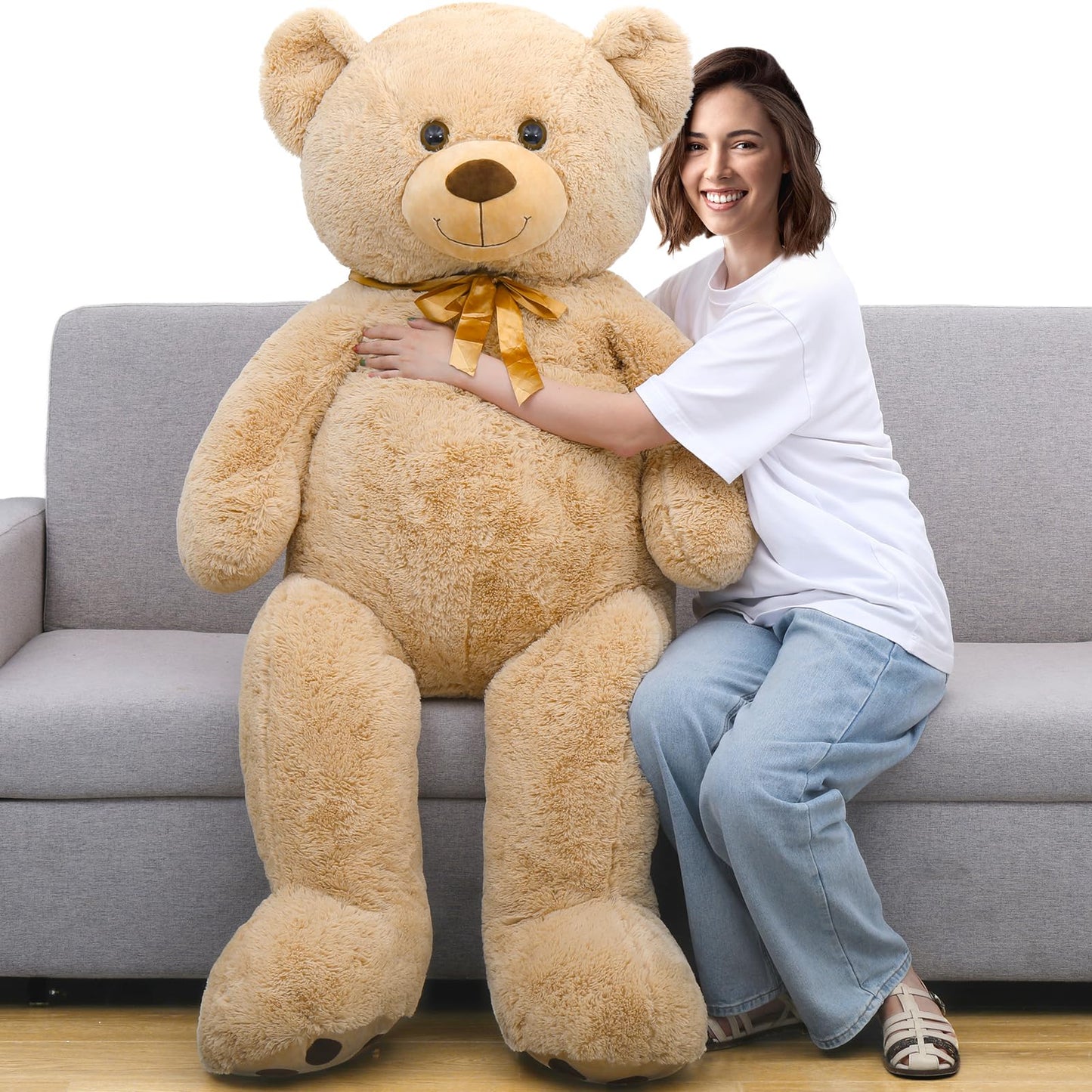 Tezituor Large Teddy Bear Stuffed Animal 5Ft, Big Teddy Bear with Heart, Giant Brown Stuffed Bear Plush Toys for Kids, I Love You Bear Gift for Girlfriend