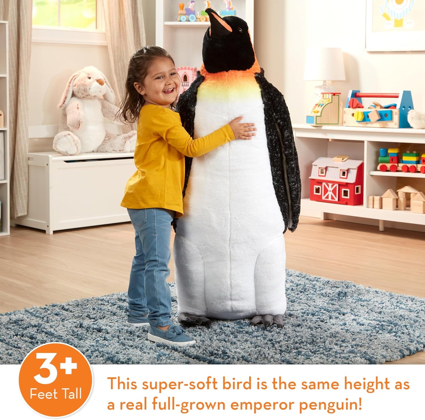 Melissa & Doug Giant Lifelike Plush Emperor Penguin Standing Stuffed Animal (3.4 Feet Tall) - Plush Toy