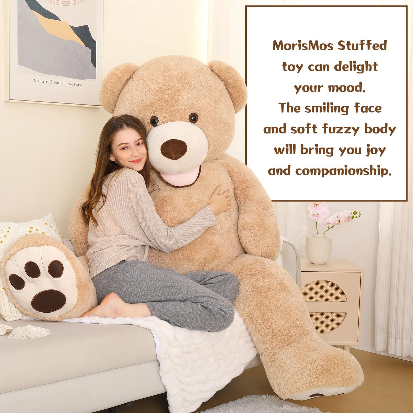 MorisMos Giant Teddy Bear Plush 5 Feet, Large Teddy Bears Stuffed Animals for Girlfriend Boyfriend, 5 Foot Life Size Bear Gifts for Valentine's Day, Baby Shower, Birthday