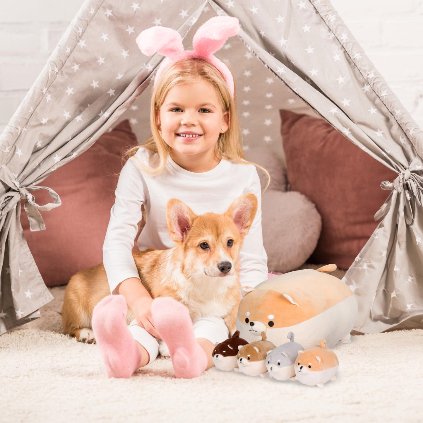 PixieCrush Adopt Me Dog Stuffed Animals for Girls Ages Three to Eight- Mommy Labradoodle with Four Puppies- Magical Dog Pillow Plushie - Enchanting Toy Dog Surprise for Imaginative Play