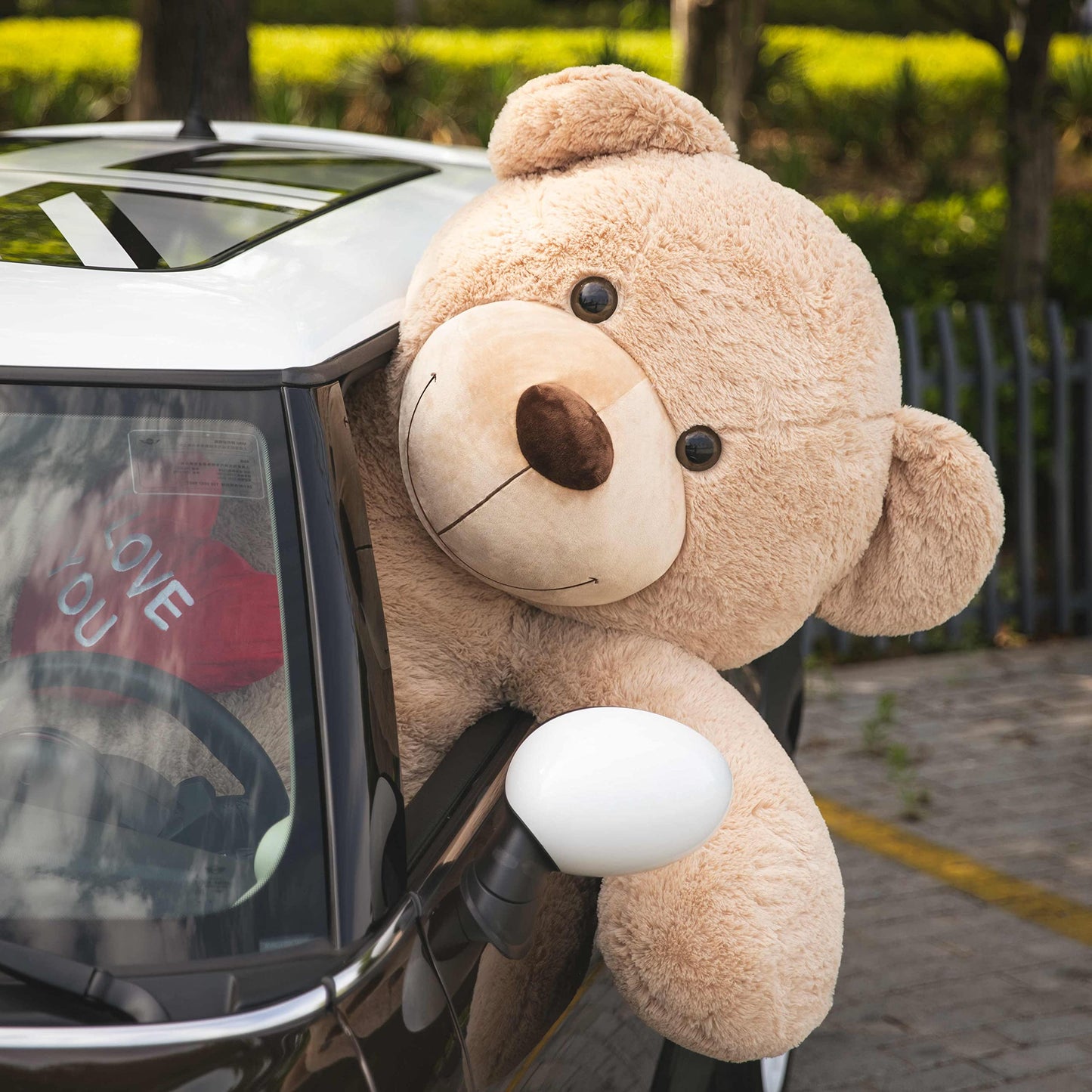 Tezituor Large Teddy Bear Stuffed Animal 5Ft, Big Teddy Bear with Heart, Giant Brown Stuffed Bear Plush Toys for Kids, I Love You Bear Gift for Girlfriend