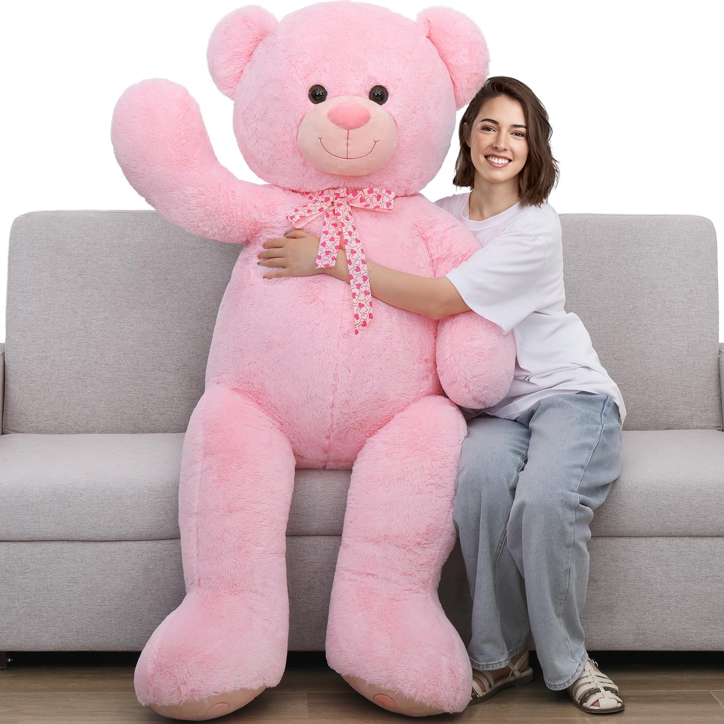 Tezituor Large Teddy Bear Stuffed Animal 5Ft, Big Teddy Bear with Heart, Giant Brown Stuffed Bear Plush Toys for Kids, I Love You Bear Gift for Girlfriend