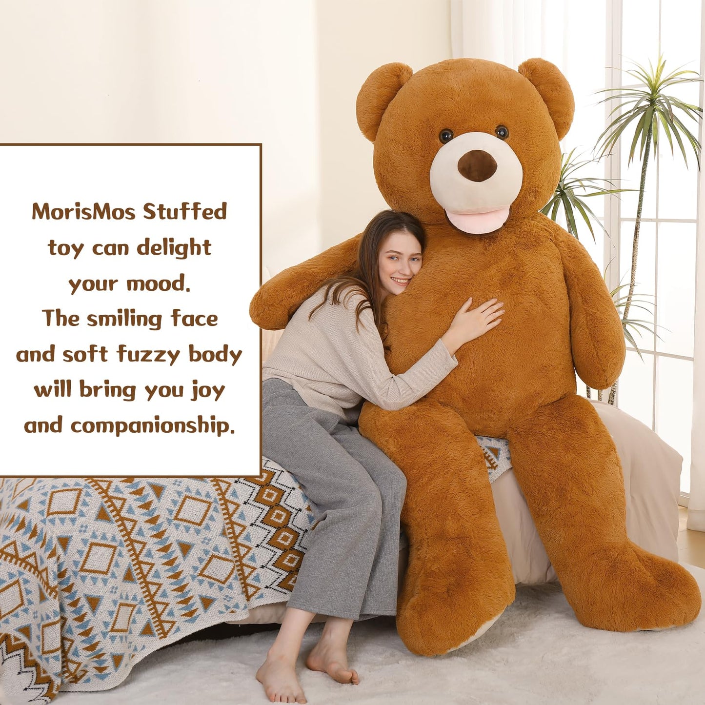 MorisMos Giant Teddy Bear Plush 5 Feet, Large Teddy Bears Stuffed Animals for Girlfriend Boyfriend, 5 Foot Life Size Bear Gifts for Valentine's Day, Baby Shower, Birthday