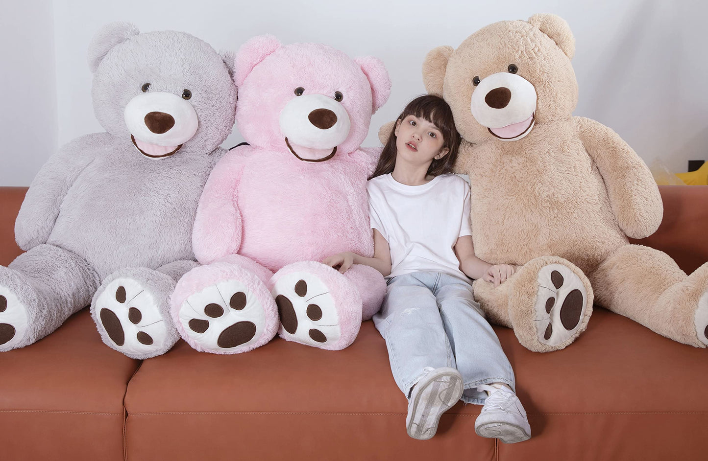 MorisMos Giant Teddy Bear Plush 5 Feet, Large Teddy Bears Stuffed Animals for Girlfriend Boyfriend, 5 Foot Life Size Bear Gifts for Valentine's Day, Baby Shower, Birthday