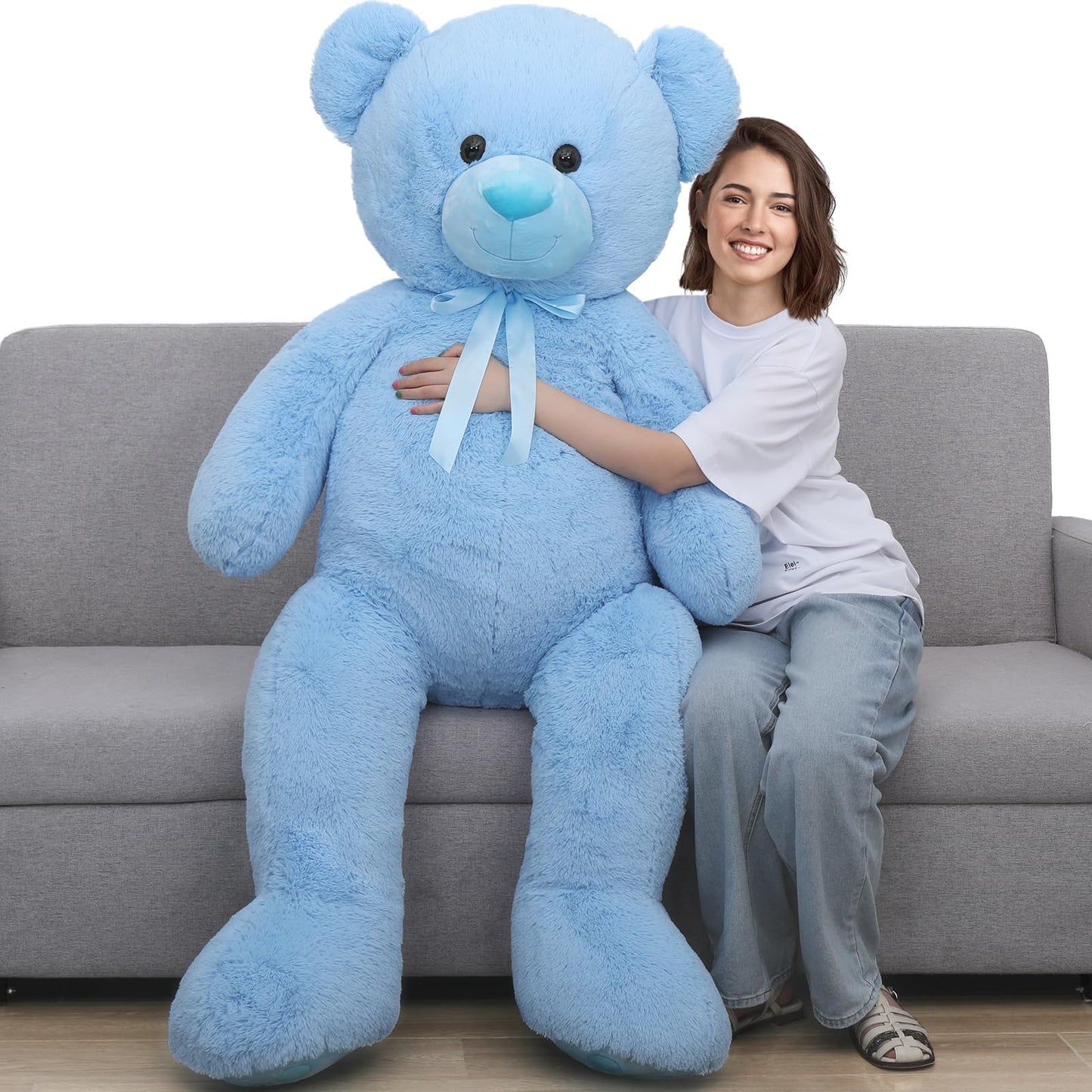 Tezituor Large Teddy Bear Stuffed Animal 5Ft, Big Teddy Bear with Heart, Giant Brown Stuffed Bear Plush Toys for Kids, I Love You Bear Gift for Girlfriend
