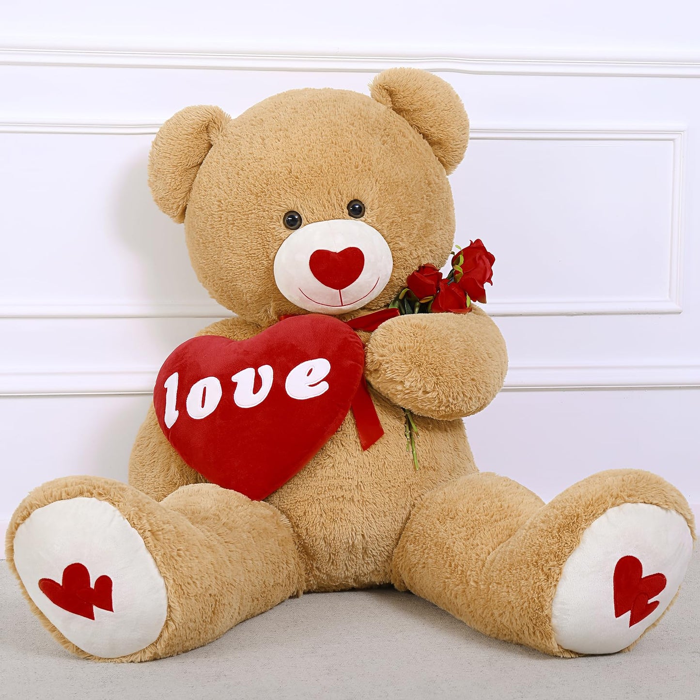MorisMos Giant Teddy Bear Plush 5 Feet, Large Teddy Bears Stuffed Animals for Girlfriend Boyfriend, 5 Foot Life Size Bear Gifts for Valentine's Day, Baby Shower, Birthday