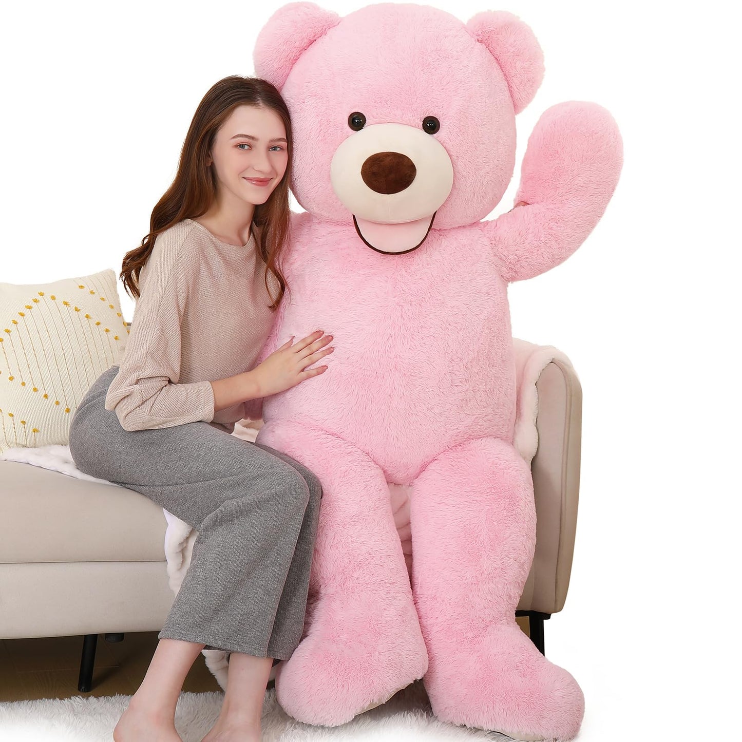 MorisMos Giant Teddy Bear Plush 5 Feet, Large Teddy Bears Stuffed Animals for Girlfriend Boyfriend, 5 Foot Life Size Bear Gifts for Valentine's Day, Baby Shower, Birthday