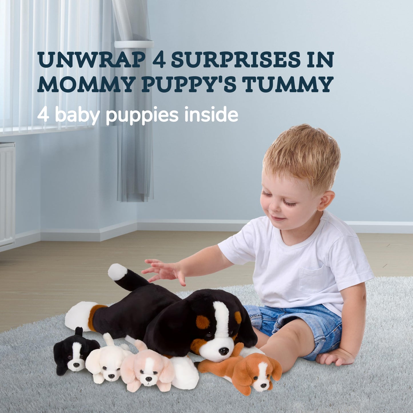 PixieCrush Adopt Me Dog Stuffed Animals for Girls Ages Three to Eight- Mommy Labradoodle with Four Puppies- Magical Dog Pillow Plushie - Enchanting Toy Dog Surprise for Imaginative Play