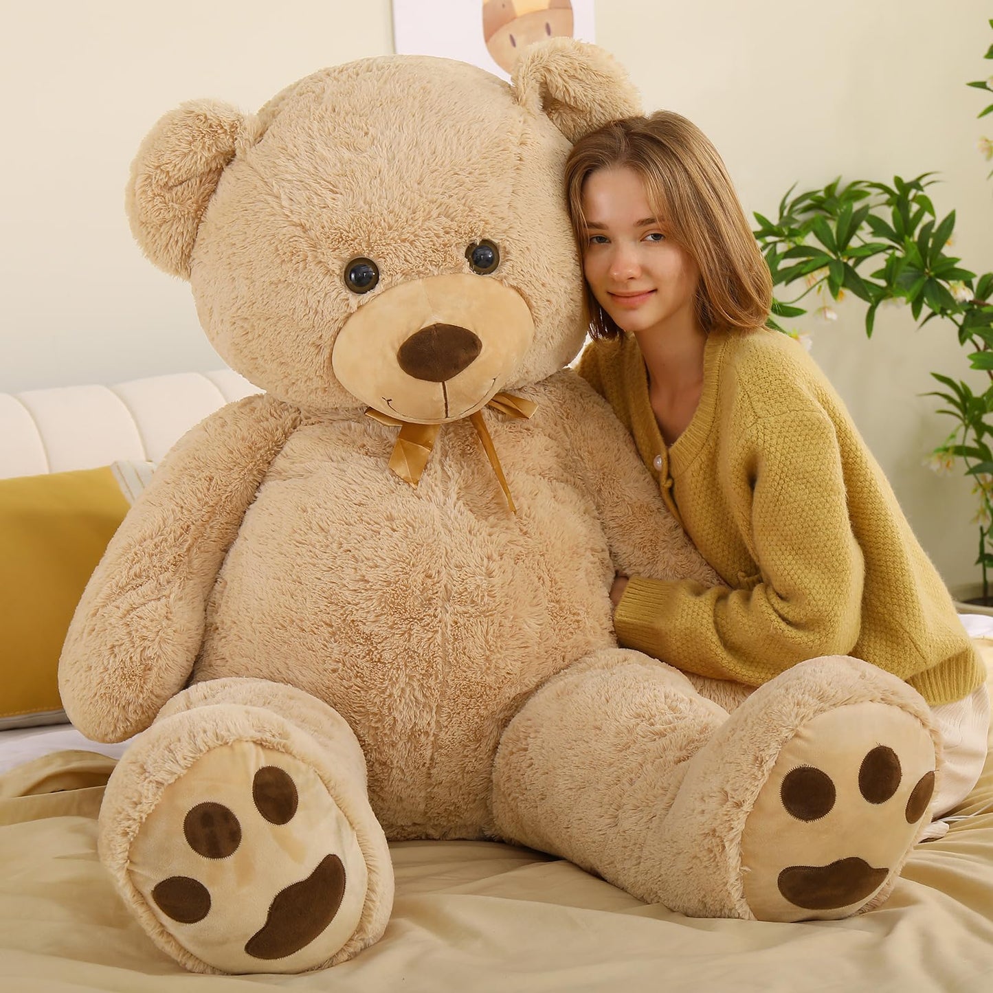 Tezituor Large Teddy Bear Stuffed Animal 5Ft, Big Teddy Bear with Heart, Giant Brown Stuffed Bear Plush Toys for Kids, I Love You Bear Gift for Girlfriend