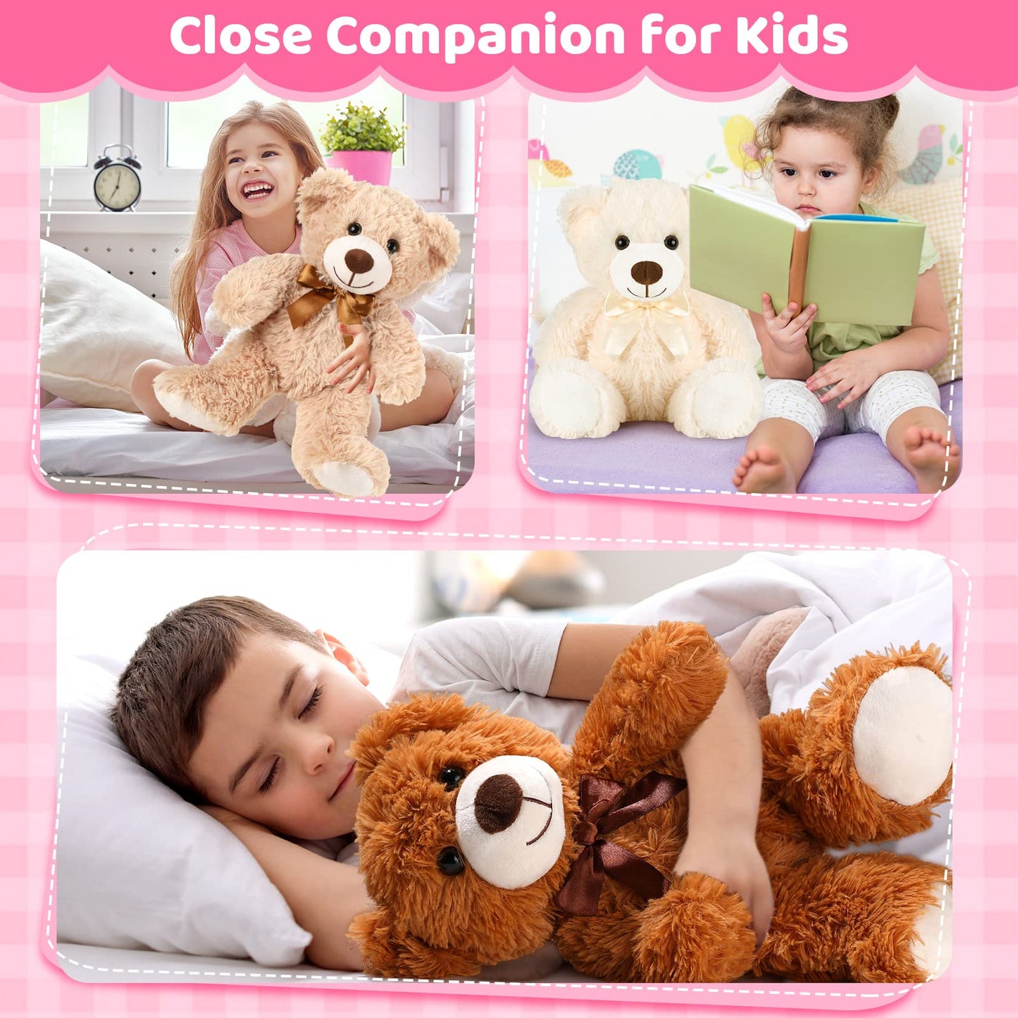 Sosation 60 Pcs 14 Inches Bear Bulk Stuffed Animals Plush Bear Cute Plush Toys Soft Bear Plush Dolls for Girlfriend Baby Shower Gender Reveal Graduation Wedding Birthday Party Bedroom Favors