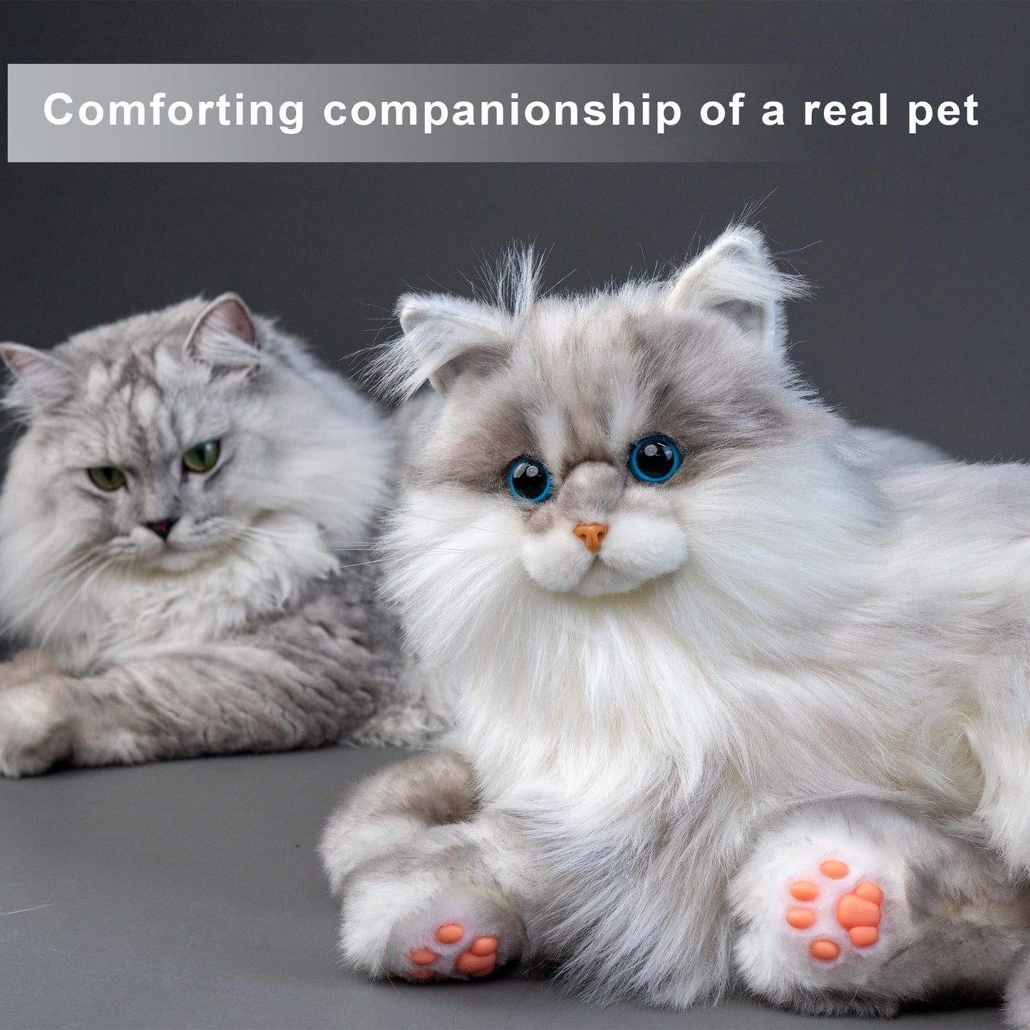 Chongker Weighted Stuffed Animals,Handmade Realistic Cat Plush Toy 3.3LBS,Lifelike Real Cat Size Companion Pet, Grey Cat