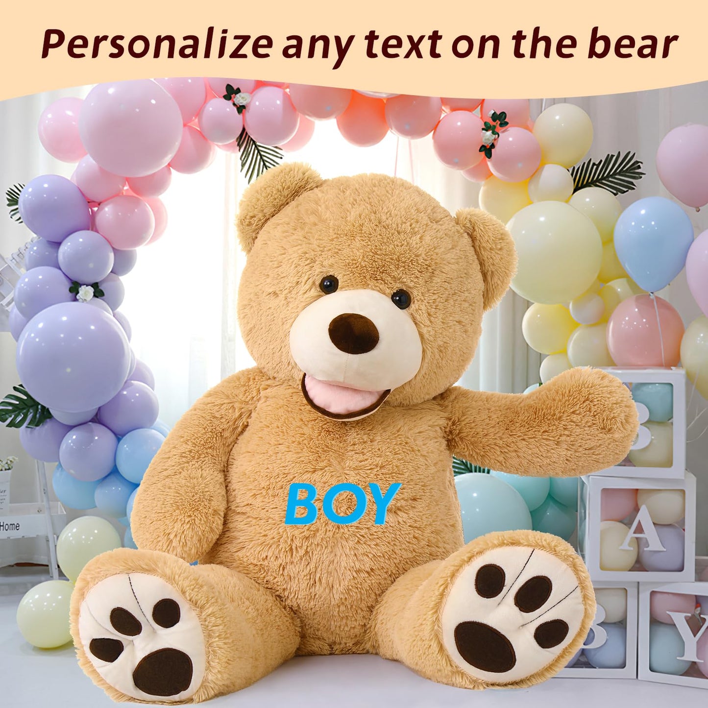 MorisMos Giant Teddy Bear Plush 5 Feet, Large Teddy Bears Stuffed Animals for Girlfriend Boyfriend, 5 Foot Life Size Bear Gifts for Valentine's Day, Baby Shower, Birthday