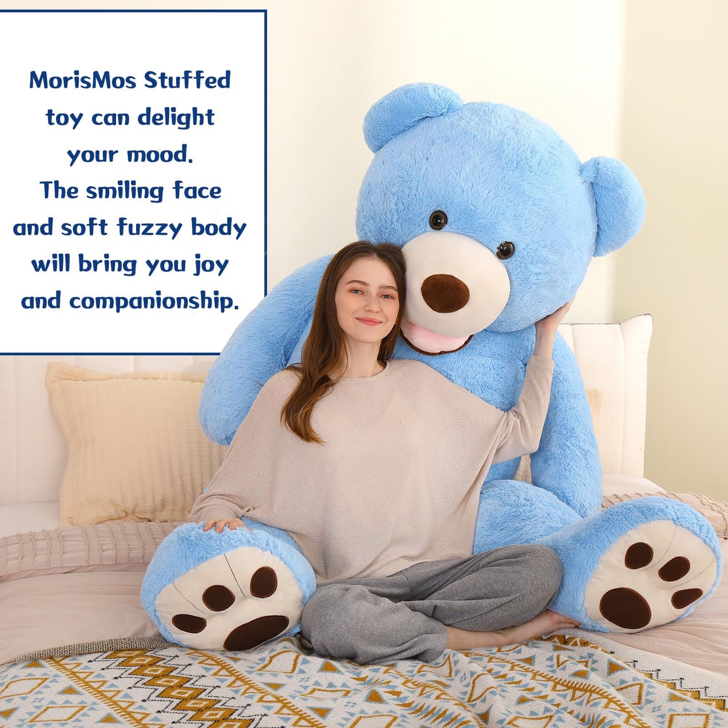 MorisMos Giant Teddy Bear Plush 5 Feet, Large Teddy Bears Stuffed Animals for Girlfriend Boyfriend, 5 Foot Life Size Bear Gifts for Valentine's Day, Baby Shower, Birthday