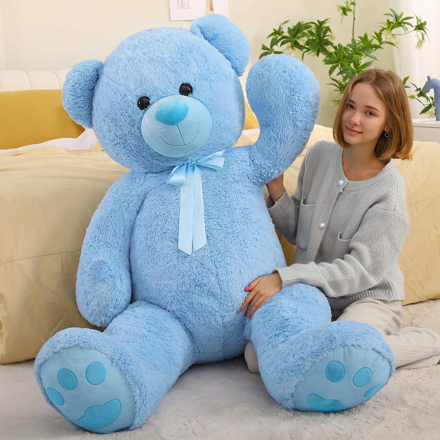 Tezituor Large Teddy Bear Stuffed Animal 5Ft, Big Teddy Bear with Heart, Giant Brown Stuffed Bear Plush Toys for Kids, I Love You Bear Gift for Girlfriend