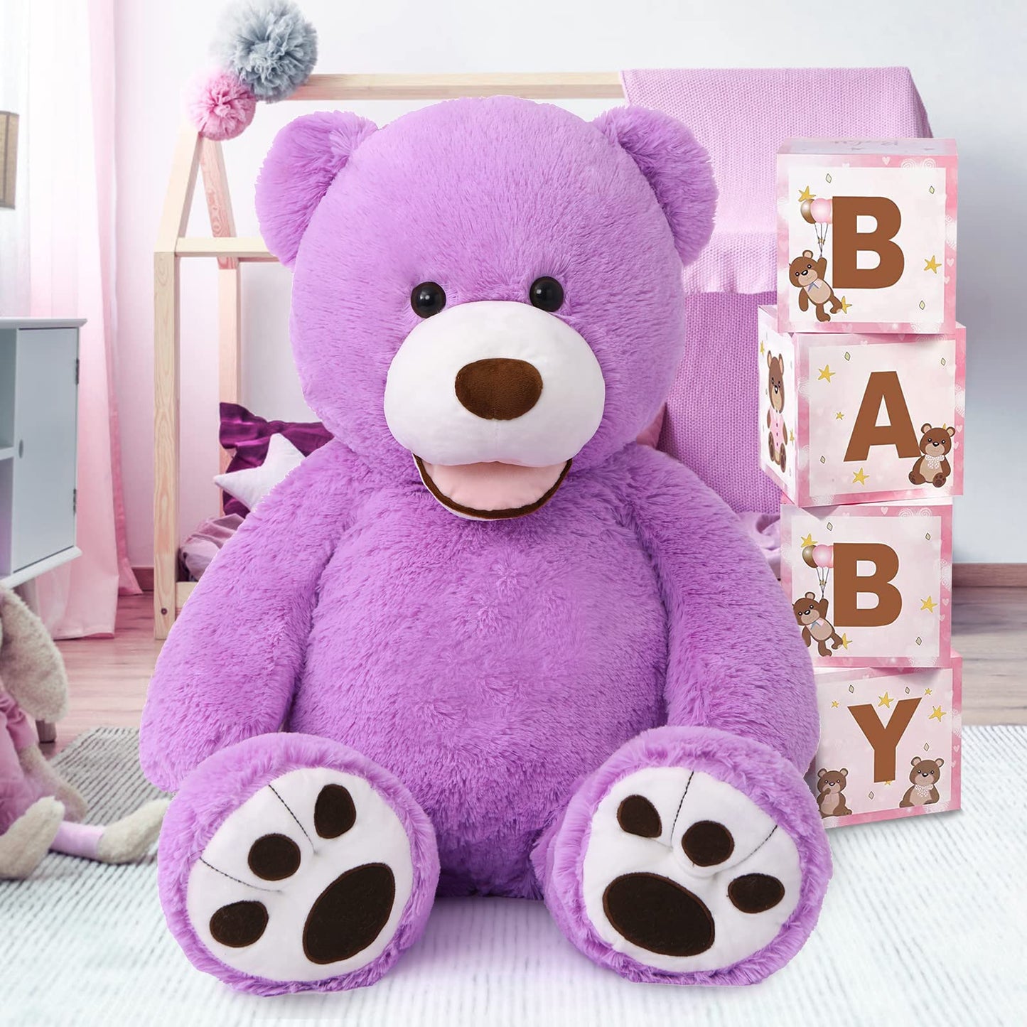 MorisMos Giant Teddy Bear Plush 5 Feet, Large Teddy Bears Stuffed Animals for Girlfriend Boyfriend, 5 Foot Life Size Bear Gifts for Valentine's Day, Baby Shower, Birthday