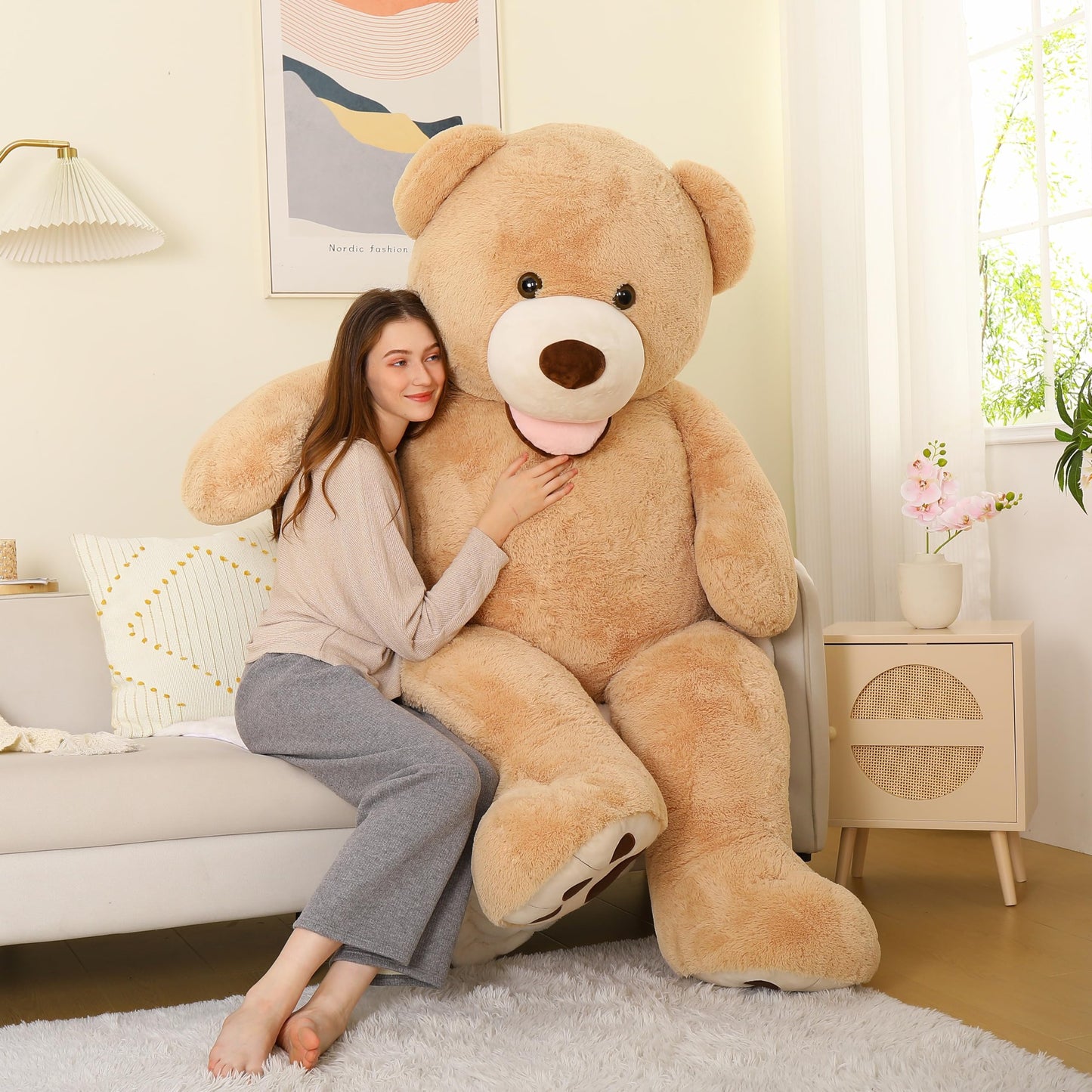 MorisMos Giant Teddy Bear Plush 5 Feet, Large Teddy Bears Stuffed Animals for Girlfriend Boyfriend, 5 Foot Life Size Bear Gifts for Valentine's Day, Baby Shower, Birthday