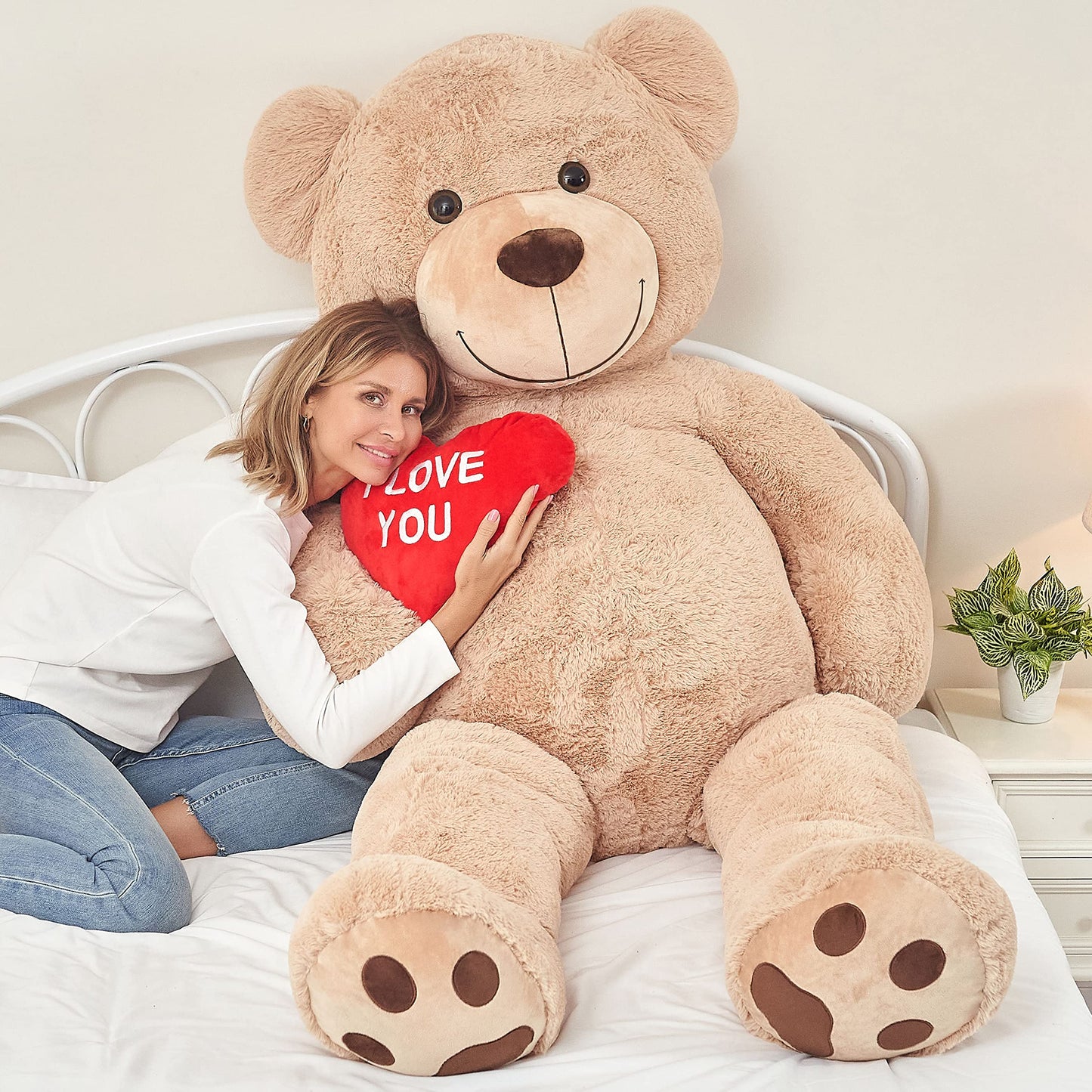 Tezituor Large Teddy Bear Stuffed Animal 5Ft, Big Teddy Bear with Heart, Giant Brown Stuffed Bear Plush Toys for Kids, I Love You Bear Gift for Girlfriend