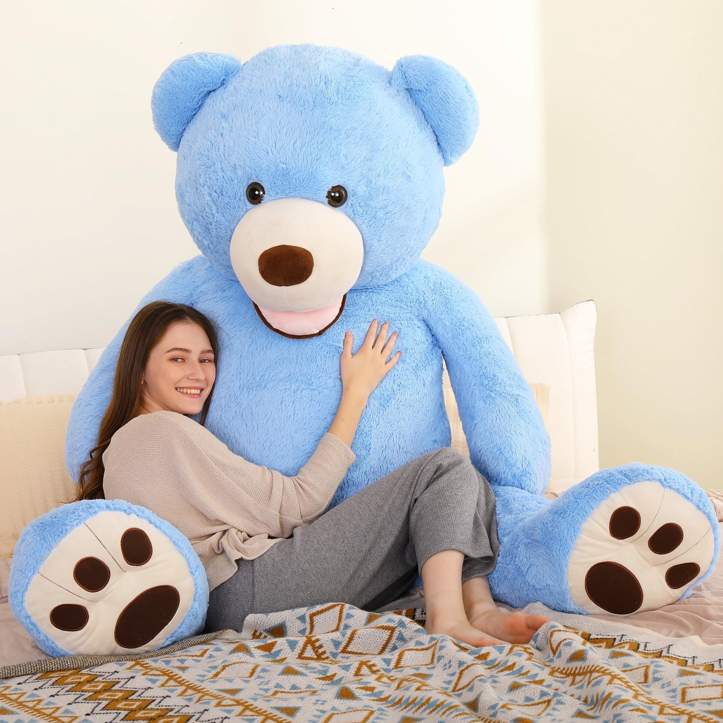 MorisMos Giant Teddy Bear Plush 5 Feet, Large Teddy Bears Stuffed Animals for Girlfriend Boyfriend, 5 Foot Life Size Bear Gifts for Valentine's Day, Baby Shower, Birthday