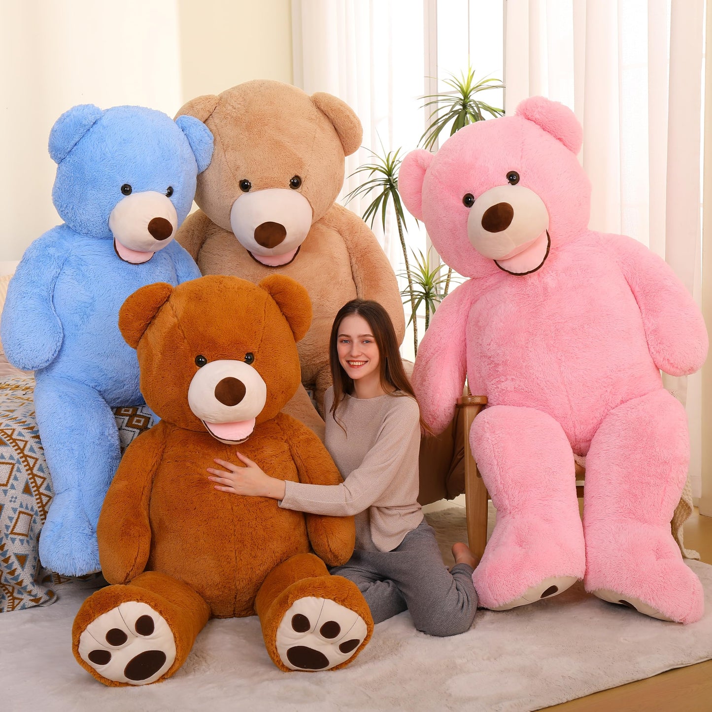 MorisMos Giant Teddy Bear Plush 5 Feet, Large Teddy Bears Stuffed Animals for Girlfriend Boyfriend, 5 Foot Life Size Bear Gifts for Valentine's Day, Baby Shower, Birthday