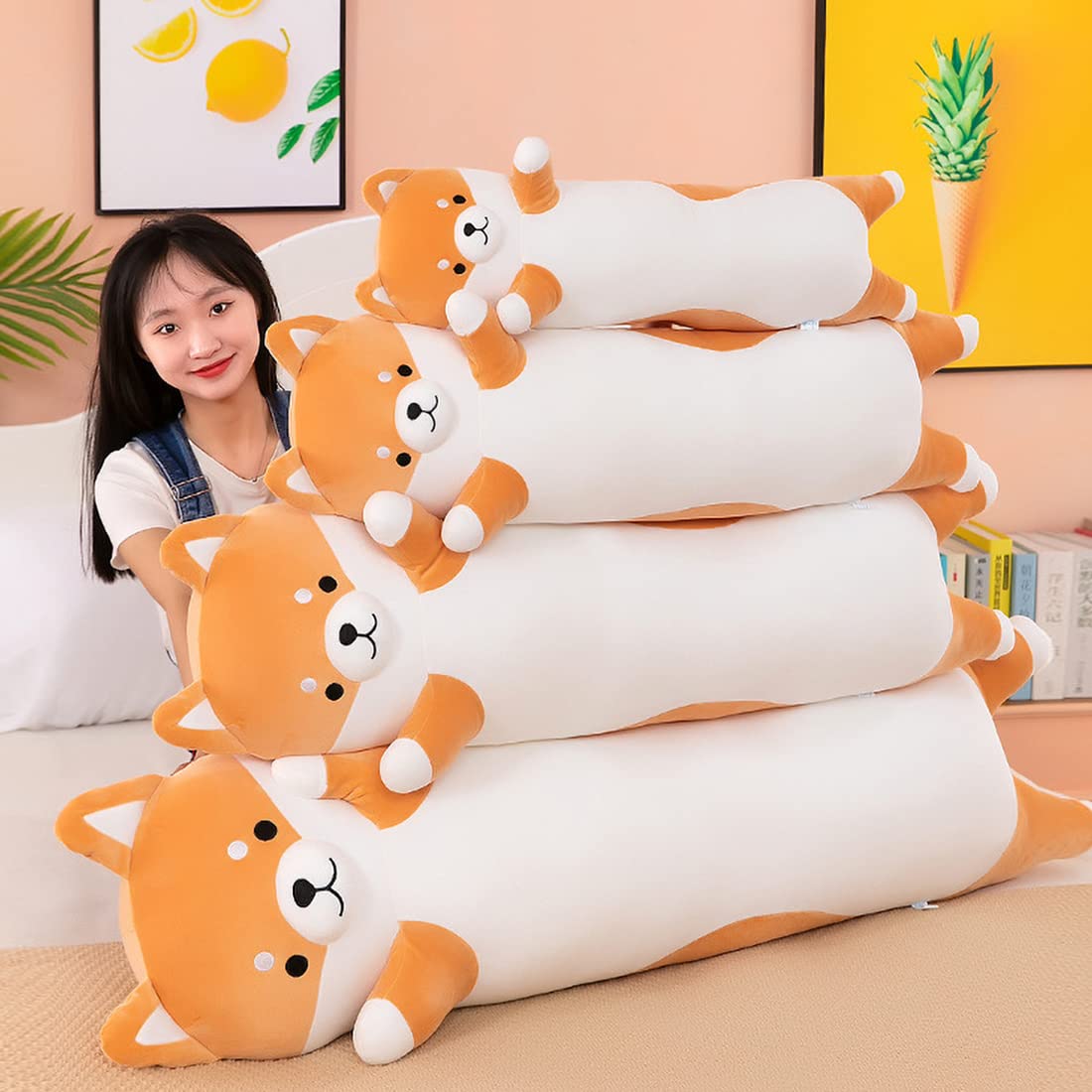Long Shiba Inu Plush Toy, Soft Long Stuffed Corgi Plush Cute Long Shiba Inu Dog Stuffed Animals Shiba Inu Body Plush Stuffed Animal for Kids(Dog, 70cm/27.5inch)