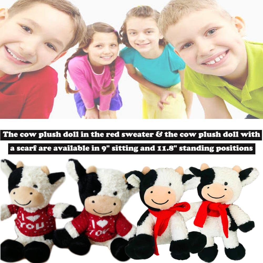 CHELEI2019 11.8" Cow Stuffed Animals Soft Cuddly Cow Plush Stuffed Animal Toy for Kids