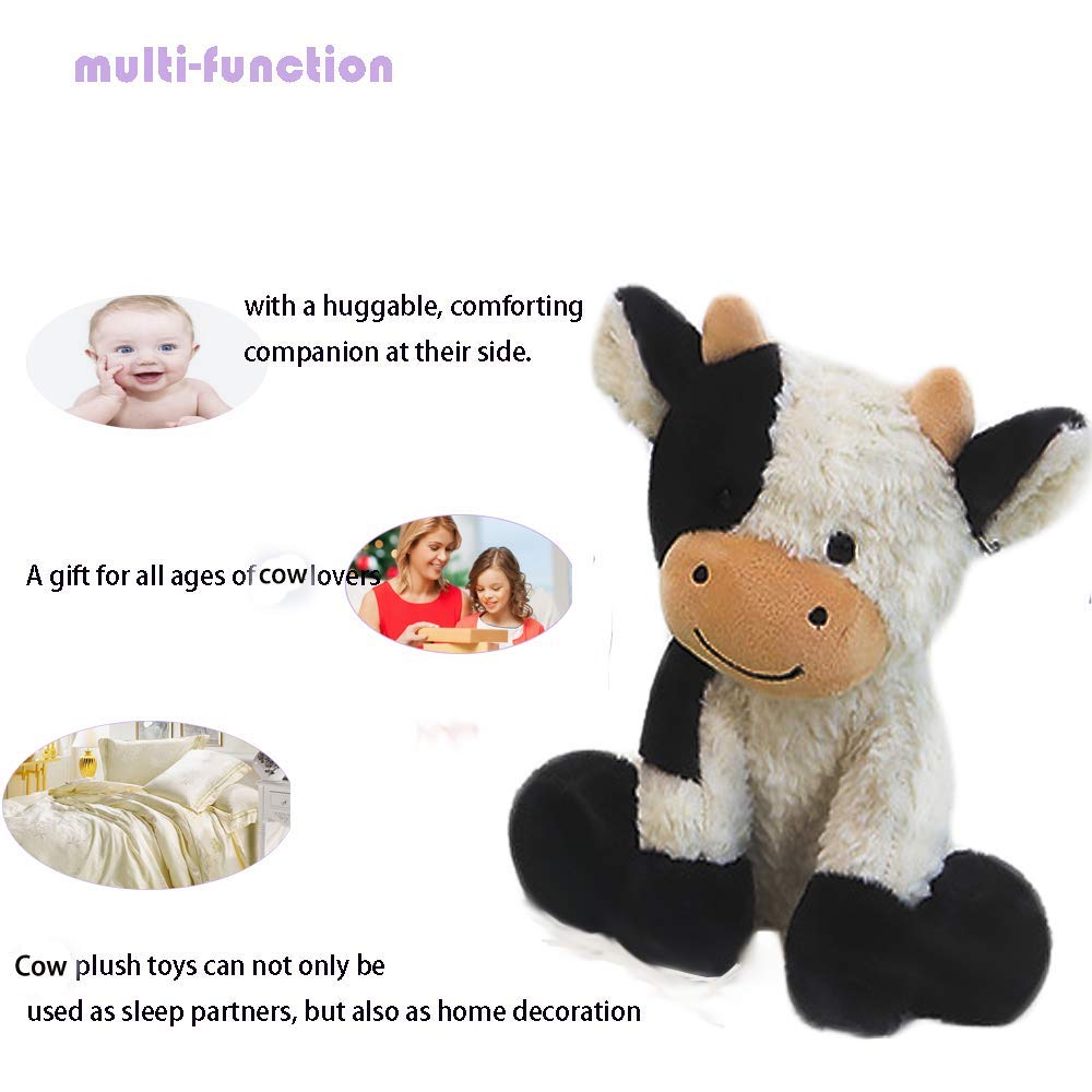 CHELEI2019 11.8" Cow Stuffed Animals Soft Cuddly Cow Plush Stuffed Animal Toy for Kids