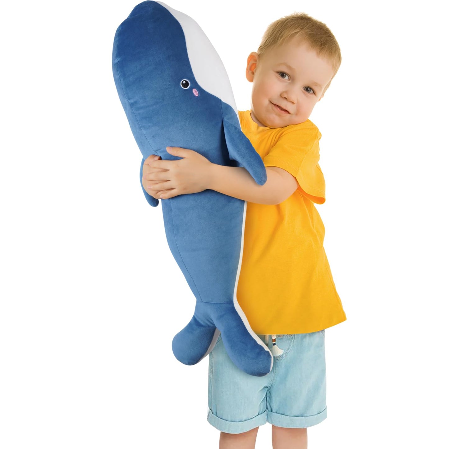 Whale Stuffed Animal - Large Stuffed Whale,Soft Whale Plush Body Pillow,Cute Plushies Whale Throw Pillows Birthday Gifts for Girls & Boys 47.2IN (Blue,X-Large)