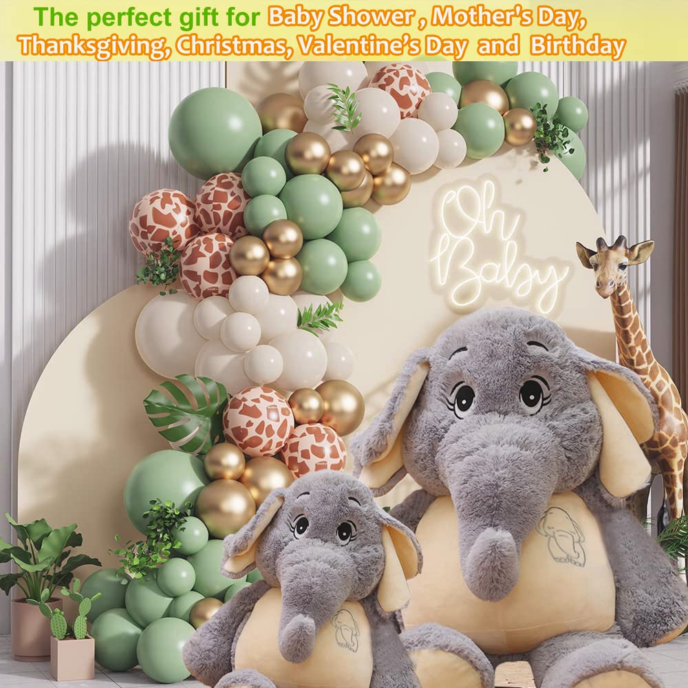 Giant Elephant Stuffed Animal 51'',Large Stuffed Elephant Plush Toy Soft Elephant Stuffed Animals for Birthday Mother's Day Christmas