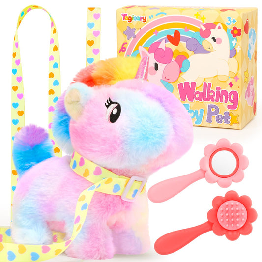 Tagitary Plush Toy Unicorn Stuffed Toys for Kids with Sounds,Walking,Tail Wagging and Head Nodding,Interactive Unicorn Toy for Kids with Leash,Christmas Birthday Gift for Toddlers Kids