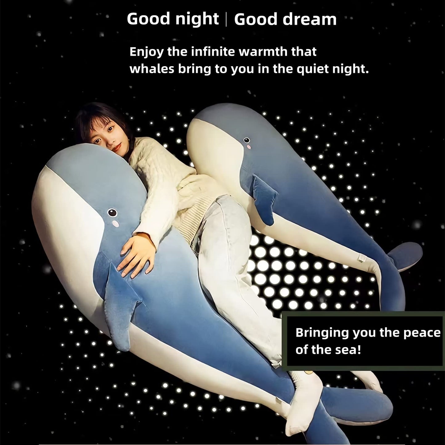 Whale Stuffed Animal - Large Stuffed Whale,Soft Whale Plush Body Pillow,Cute Plushies Whale Throw Pillows Birthday Gifts for Girls & Boys 47.2IN (Blue,X-Large)